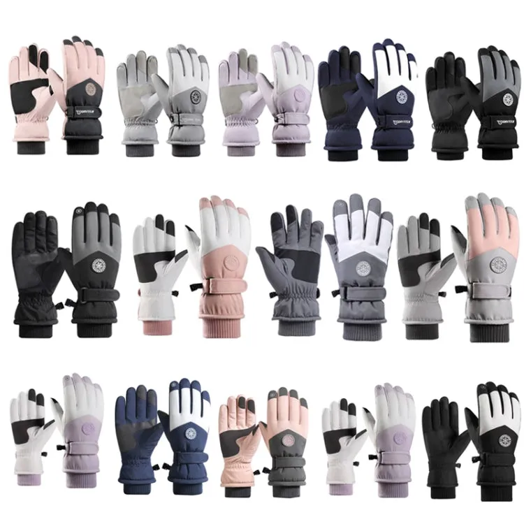 1 Pair Outdoor Cycling Sports Cold and Windproof Warm Finger Gloves, Style: Female Type (Purple White)