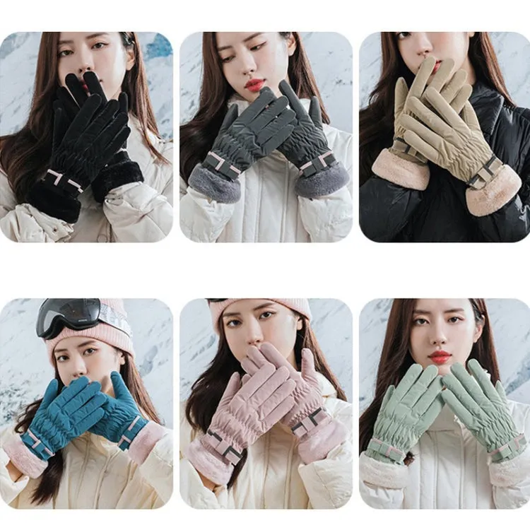 1 Pair YR205 Winter Warm Plus Fleece Mouth Driving Riding Sports Gloves, Size: Free Code(Black)