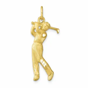 10k Yellow Gold Men Golf Player Swinging Charm