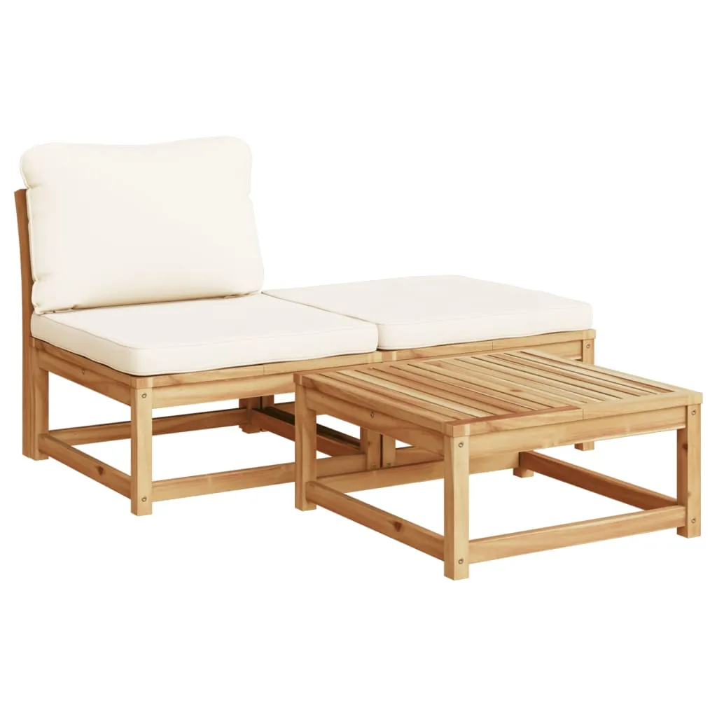 11 Piece Patio Lounge Set with Cushions Solid Wood Acacia