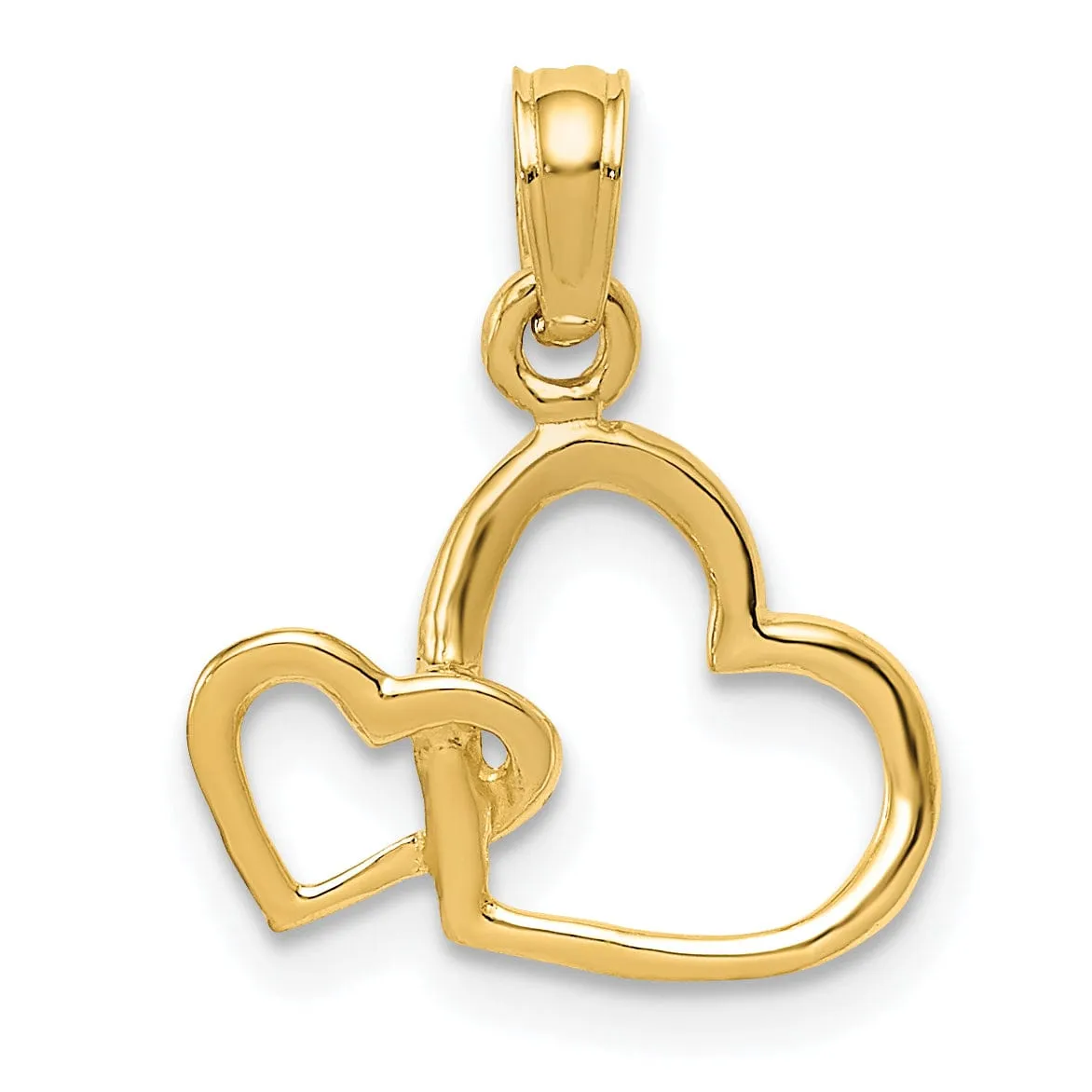 14k Yellow Gold Double Heart Charm Pendant