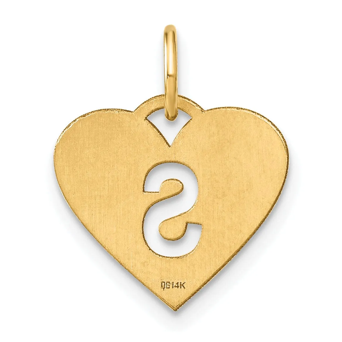 14k Yellow Gold Heart Cut-Out Letter S Initial Pendant