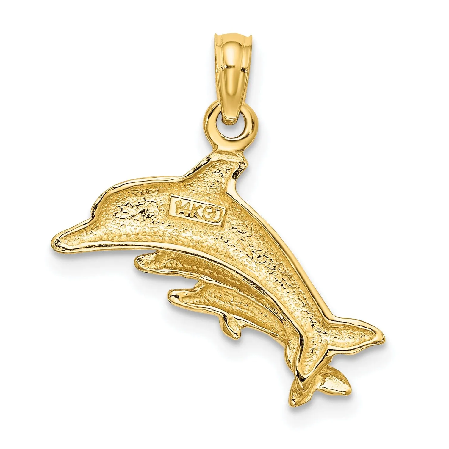 14K Yellow Gold Polished Finish Dolphin with 2 Baby Design Charm Pendant