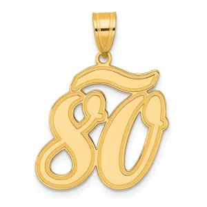 14k Yellow Gold Polished Finish Script Design Number 80 Charm Pendant