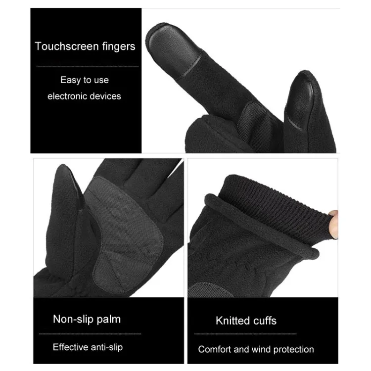 1pair Rocker Fleece Winter Warm Anti-Slip Gloves Outdoor Riding Sports Gloves, Size: XS(Gray)