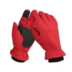 1pair Rocker Fleece Winter Warm Anti-Slip Gloves Outdoor Riding Sports Gloves, Size: XS(Red)