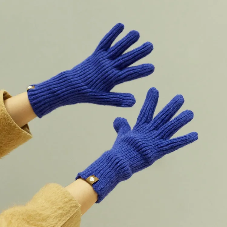 227-A0124 Wool Knit Striped Warm Touchscreen Gloves Winter Warm Cycling Gloves(Blue)