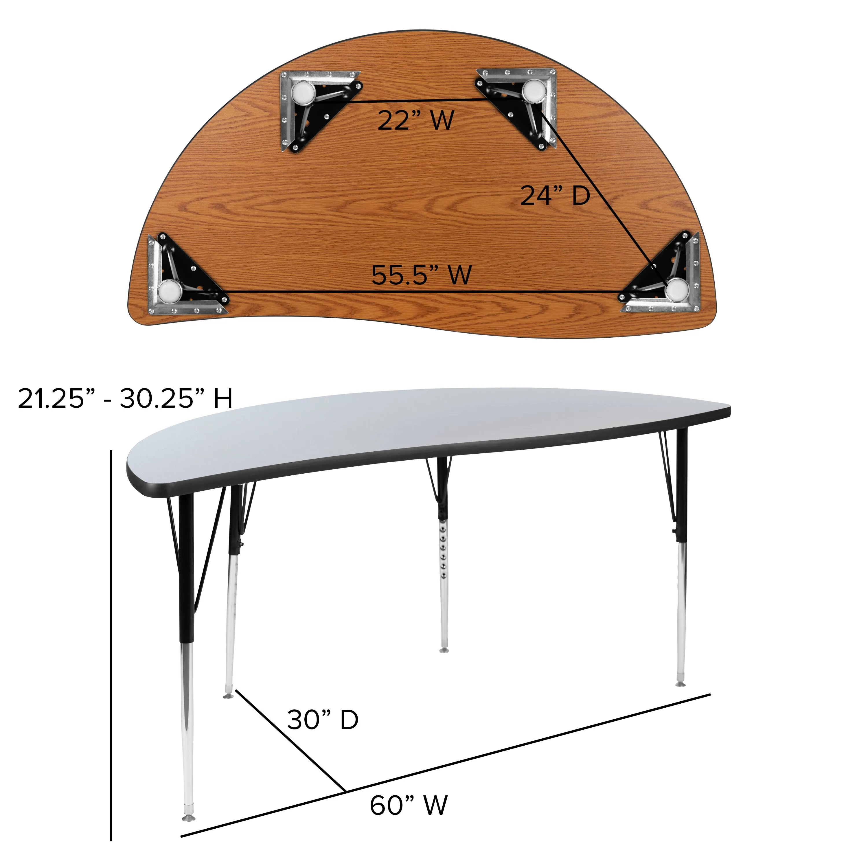 2PC 60" Circle Grey Table Set XU-GRP-A60-HCIRC-GY-T-A-GG