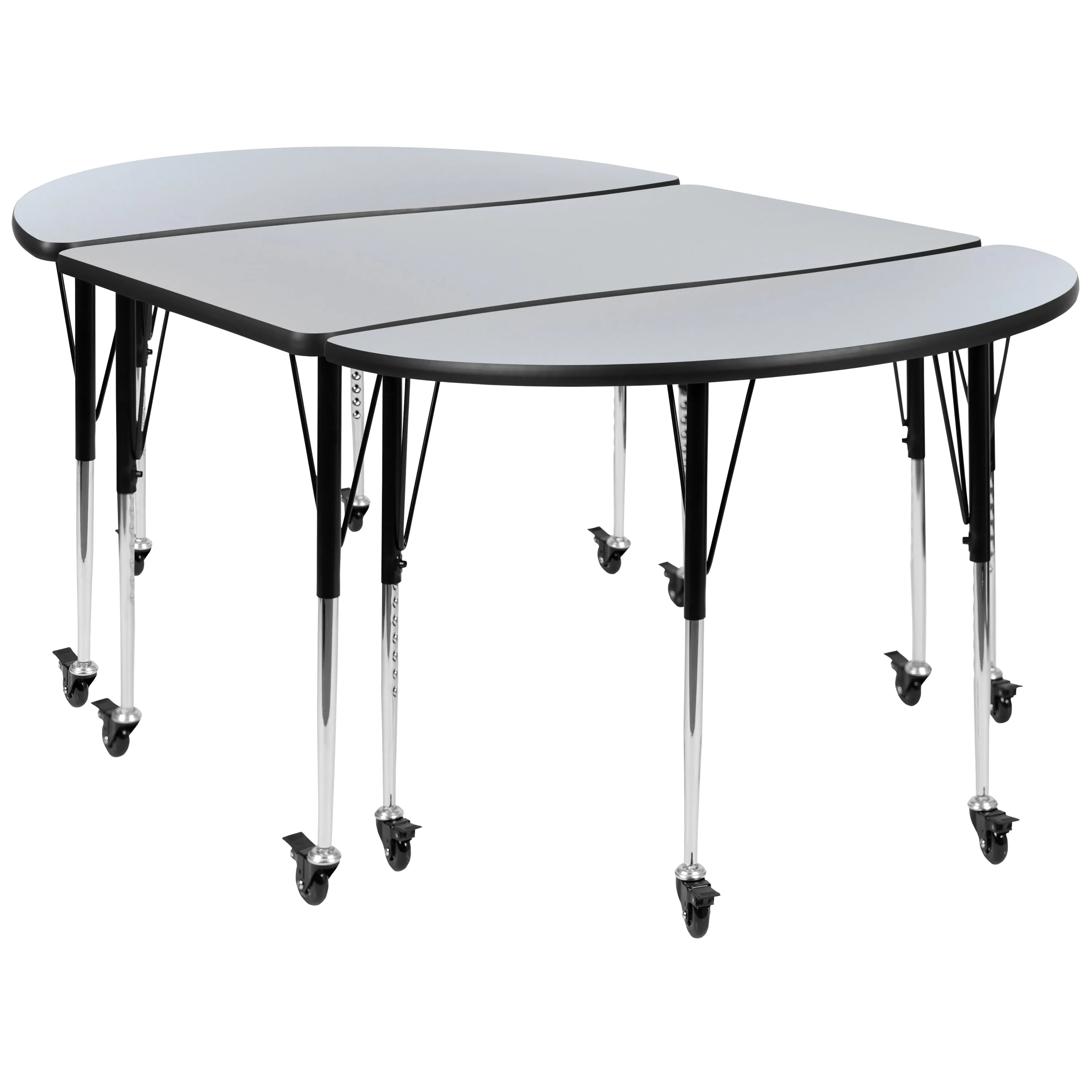 3PC 76" Oval Grey Table Set XU-GRP-A3048CON-48-GY-T-A-CAS-GG