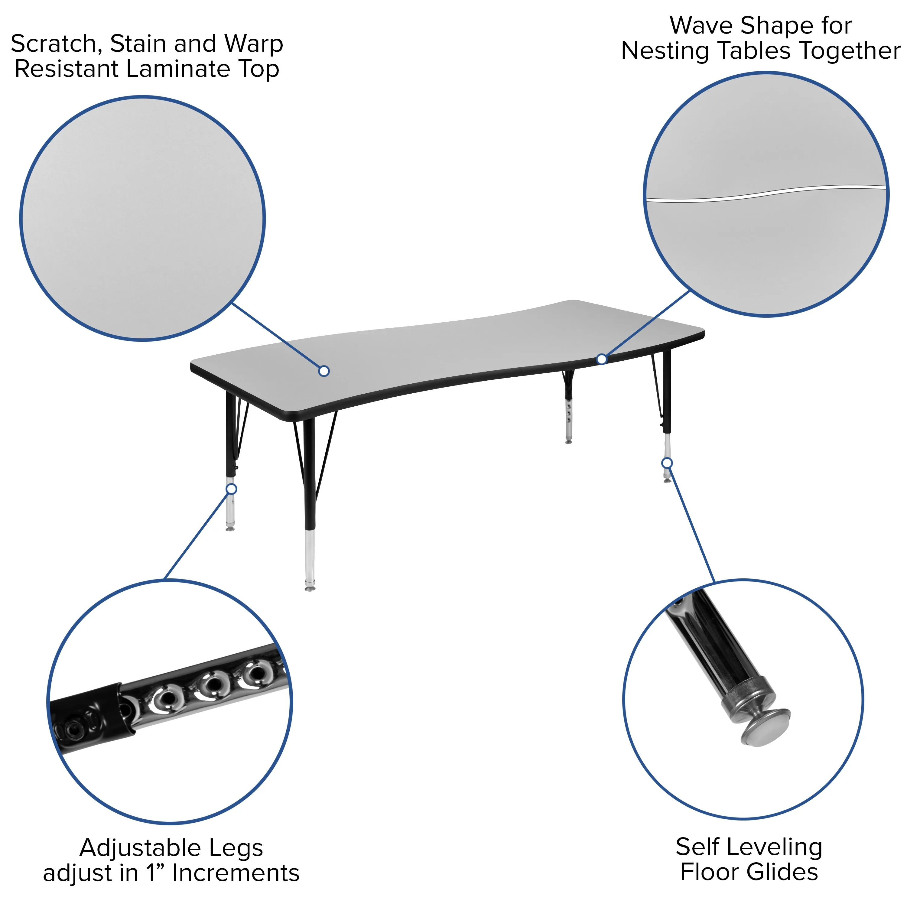 3PC 86" Oval Grey Table Set XU-GRP-A3060CON-60-GY-T-P-GG