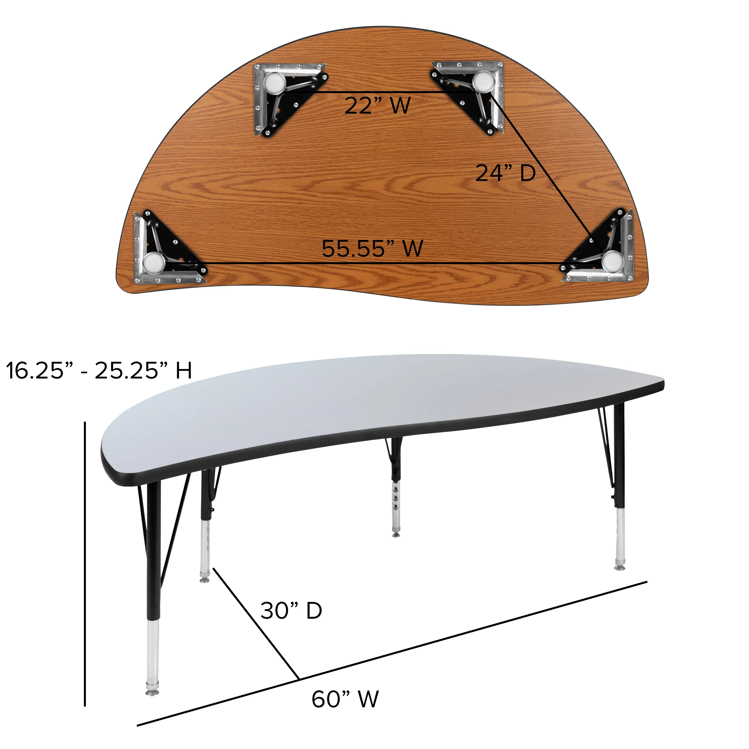 3PC 86" Oval Grey Table Set XU-GRP-A3060CON-60-GY-T-P-GG