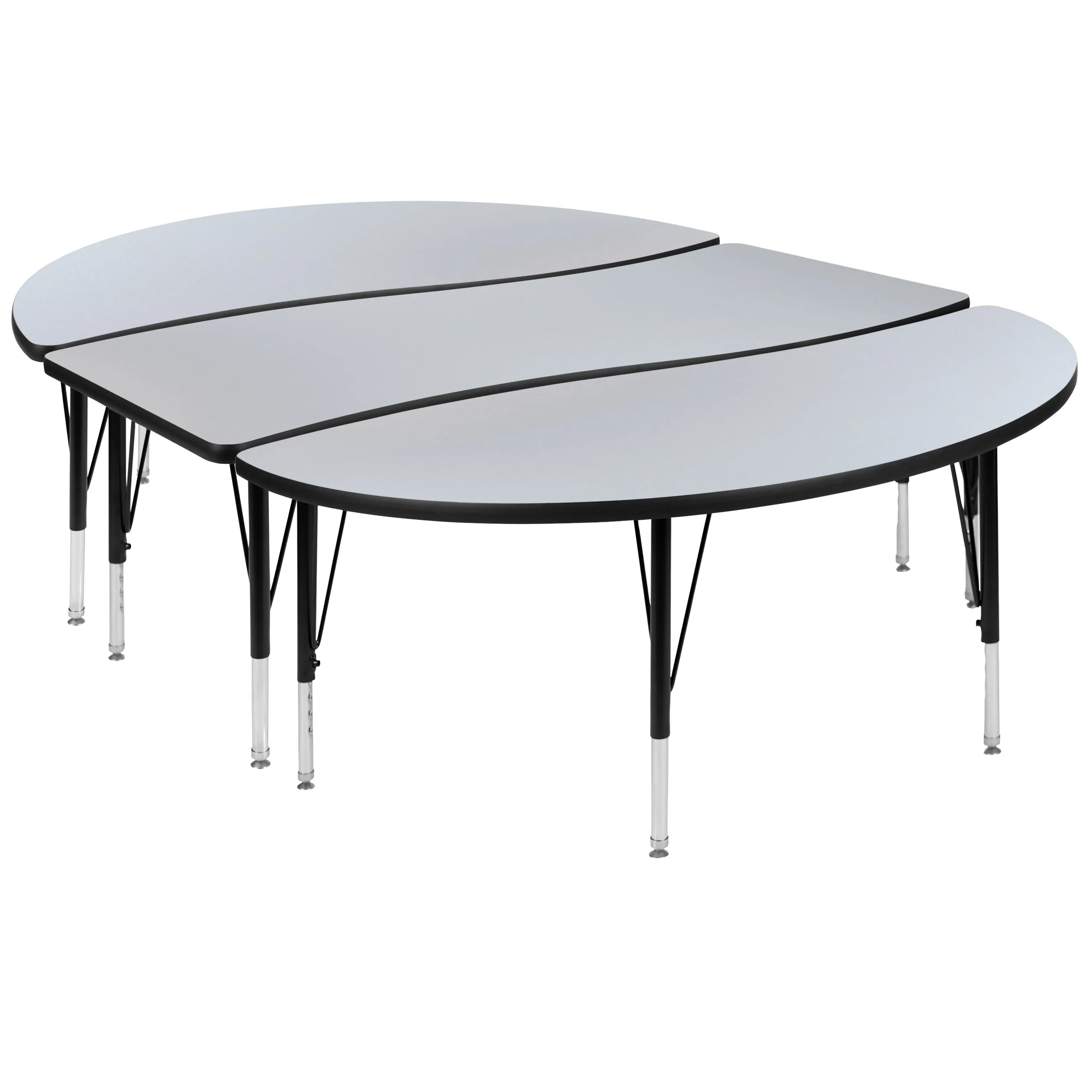 3PC 86" Oval Grey Table Set XU-GRP-A3060CON-60-GY-T-P-GG