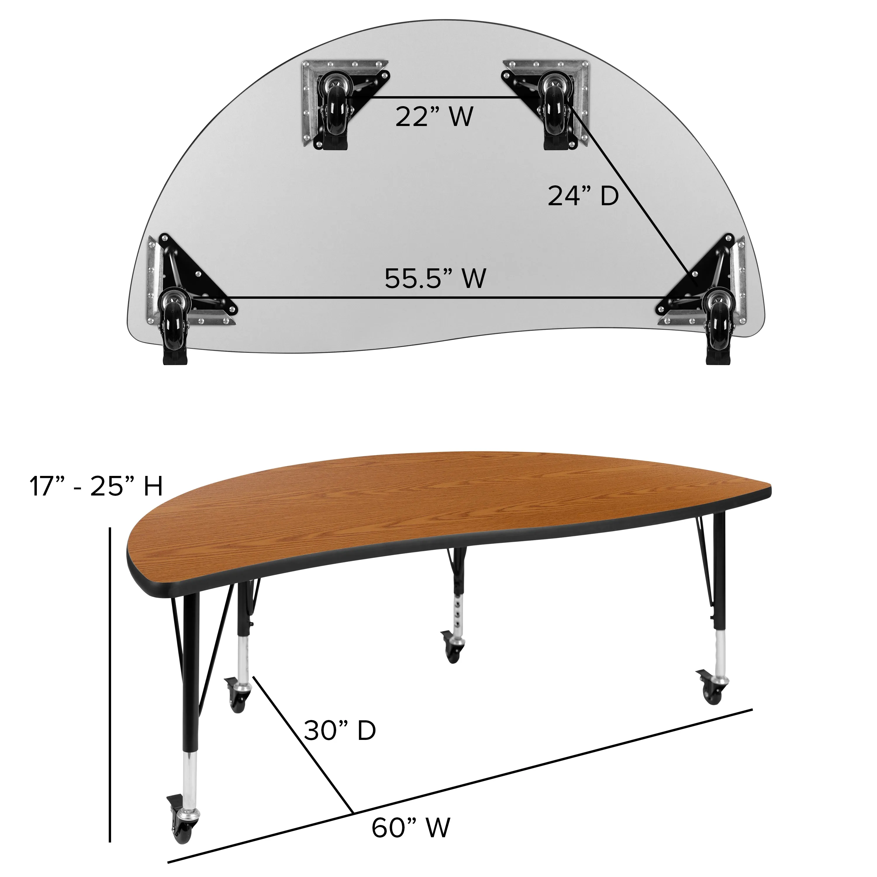 3PC 86" Oval Oak Table Set XU-GRP-A3060CON-60-OAK-T-P-CAS-GG