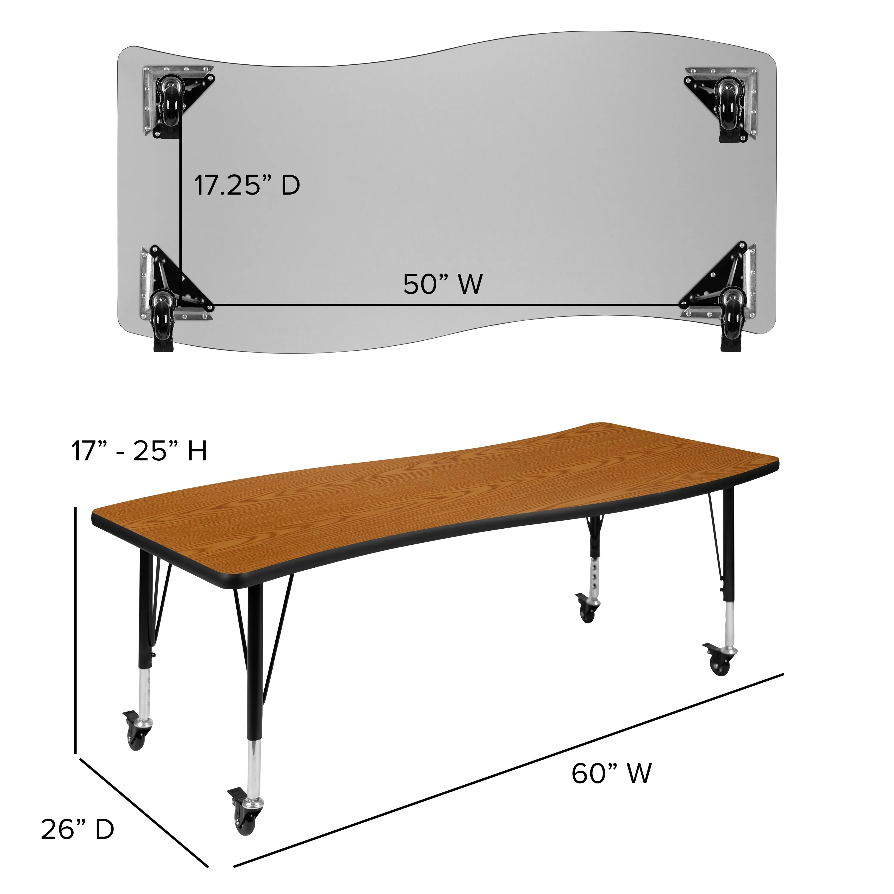 3PC 86" Oval Oak Table Set XU-GRP-A3060CON-60-OAK-T-P-CAS-GG