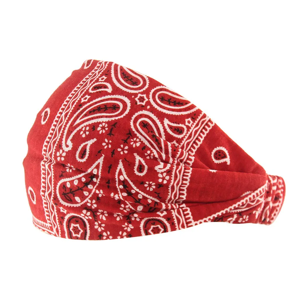 6 Pack Paisley Bandana Headband for Women with Elastic Yoga Turban