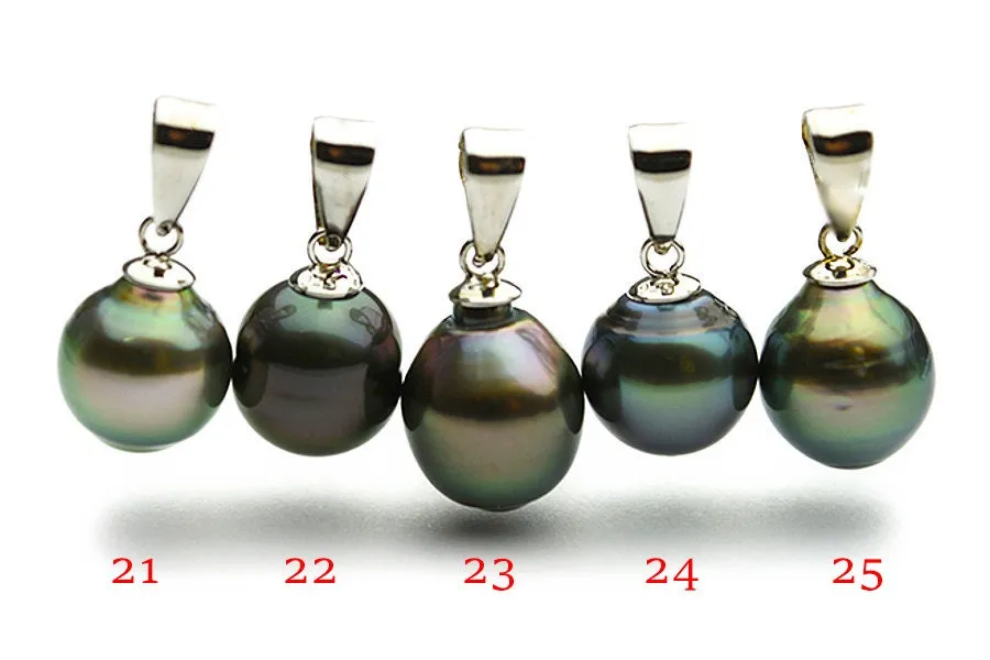 9mm Tahitian Pearl Pendants on Silver (116)