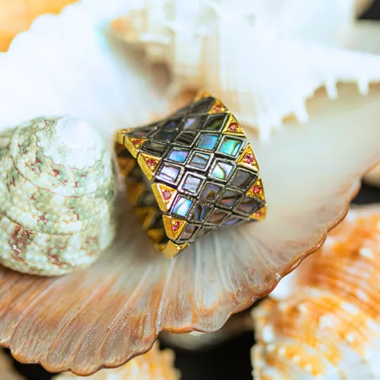 Abalone Shell Flexible Ring