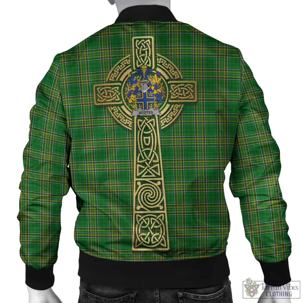 Acotes Irish Clan Tartan Bomber Jacket with Coat of Arms Celtic Tree of Life Style