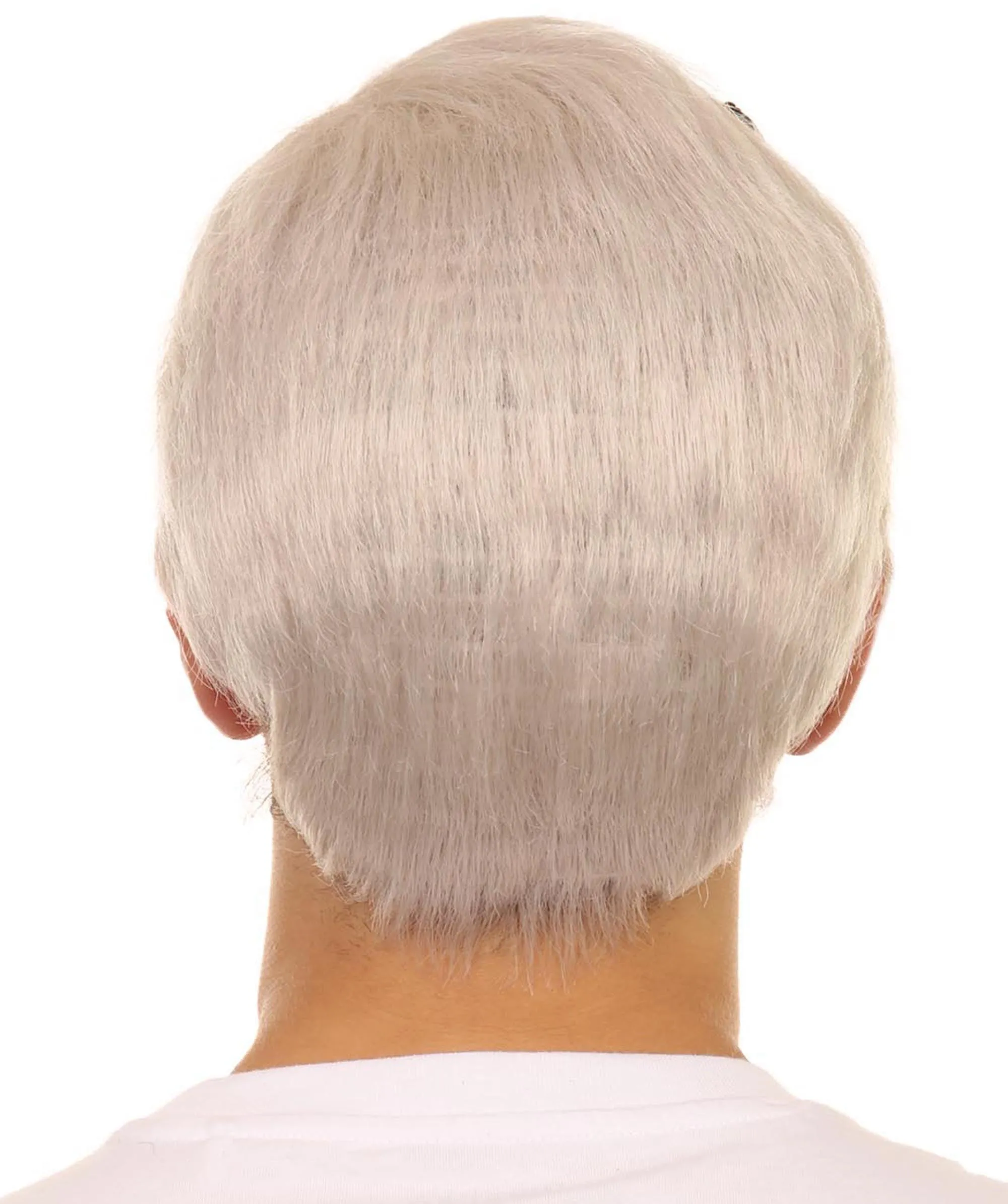 Adult Men's 8" Inch Short Length Halloween Cosplay Vice President Mike Pence with Fly Bald Cap White Wig, Synthetic Soft Fiber Hair, Perfect for your next Festival and Group Anime Party! | HPO