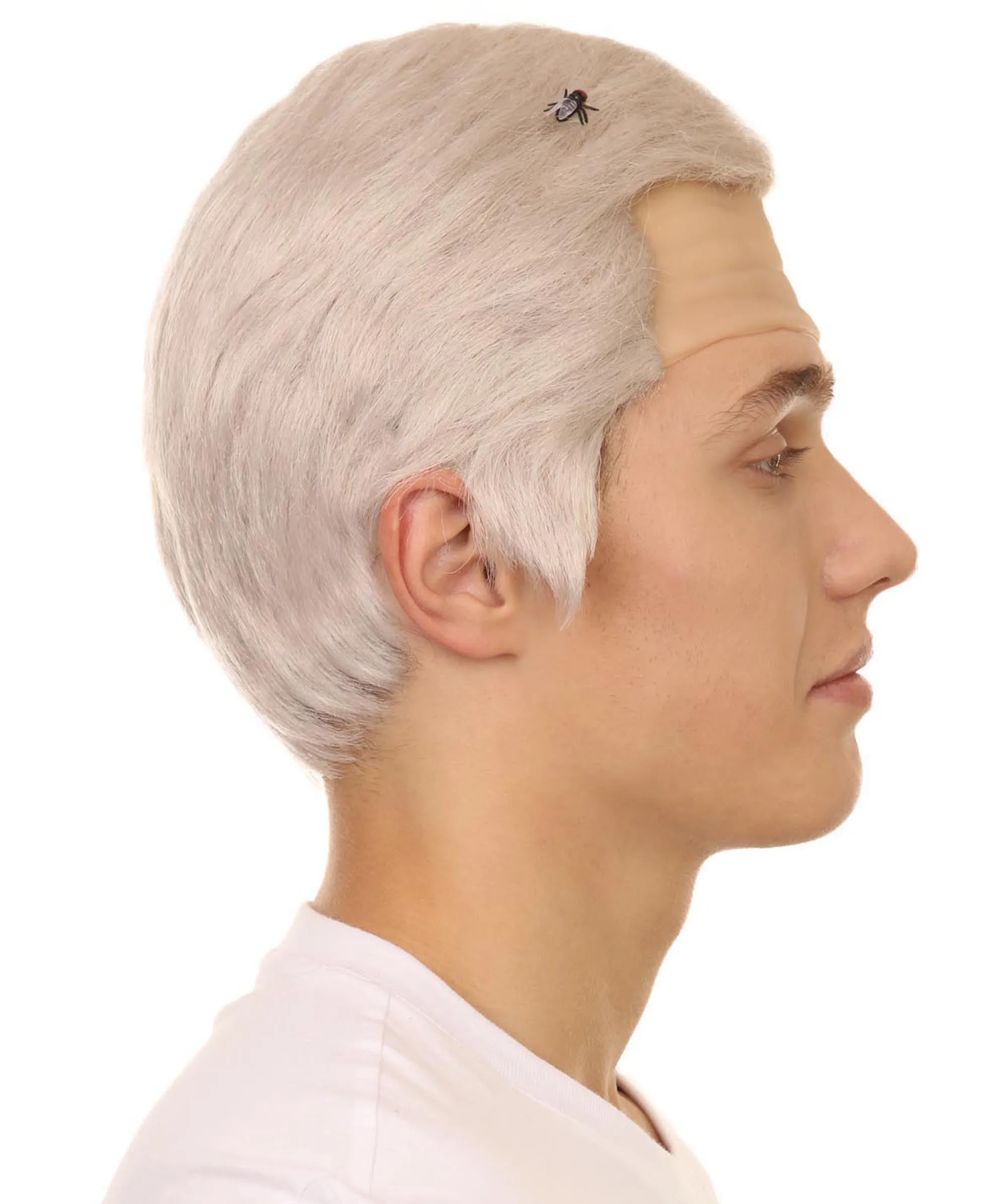 Adult Men's 8" Inch Short Length Halloween Cosplay Vice President Mike Pence with Fly Bald Cap White Wig, Synthetic Soft Fiber Hair, Perfect for your next Festival and Group Anime Party! | HPO