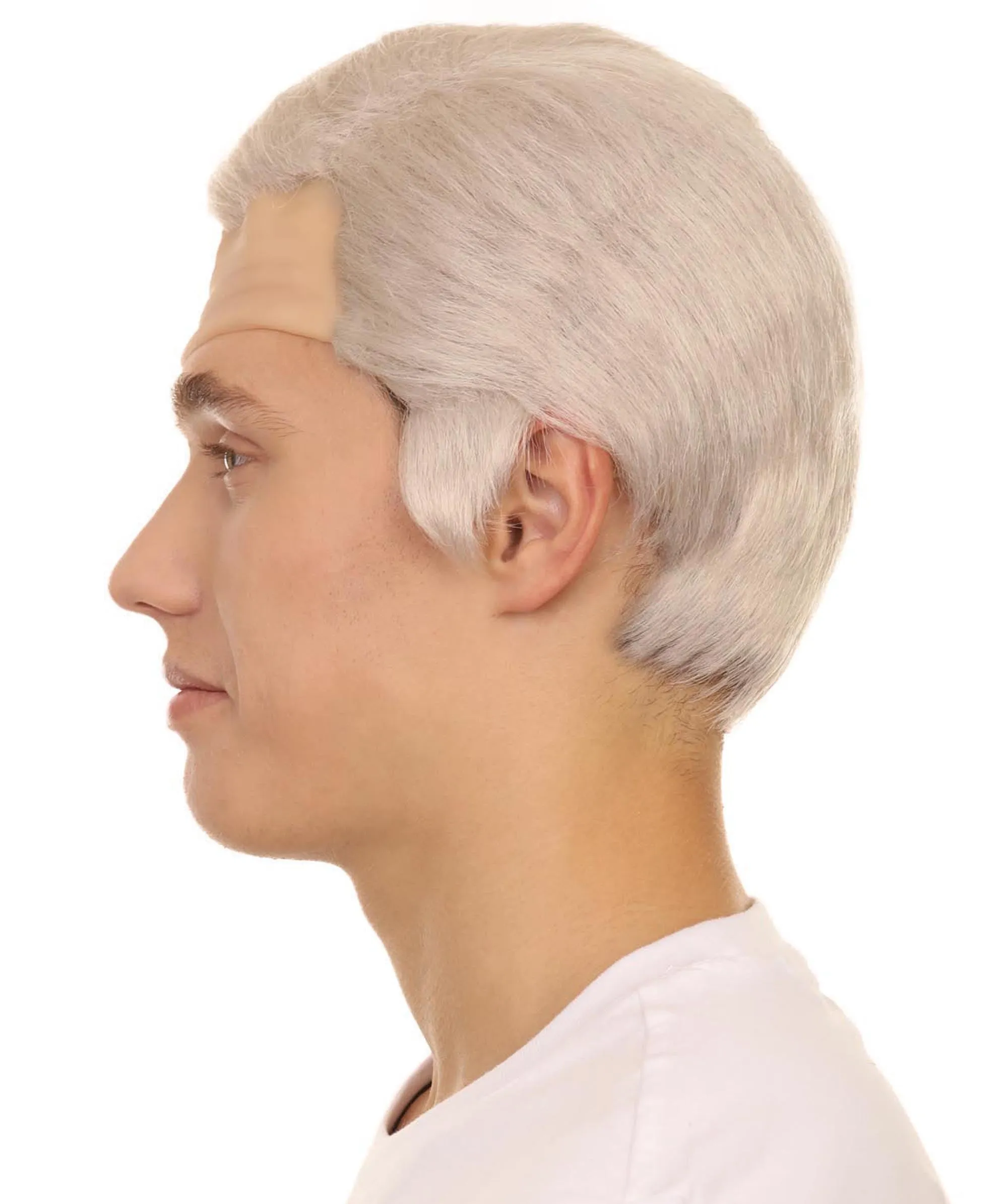 Adult Men's 8" Inch Short Length Halloween Cosplay Vice President Mike Pence with Fly Bald Cap White Wig, Synthetic Soft Fiber Hair, Perfect for your next Festival and Group Anime Party! | HPO