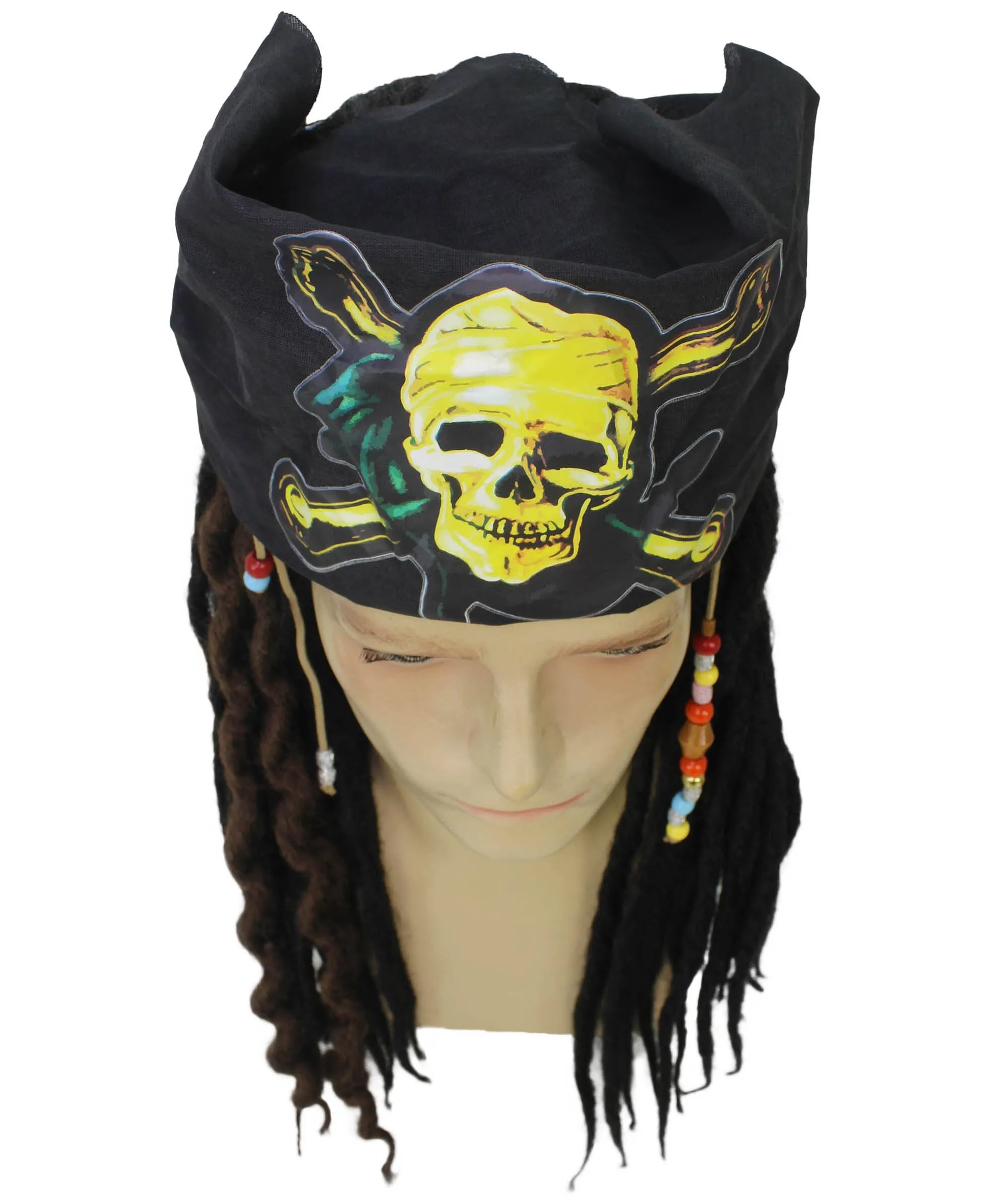 Adult Men's Pirate Black Dreadlocks Wig | Halloween and Cosplay Wig | Flame-retardant Synthetic Fiber