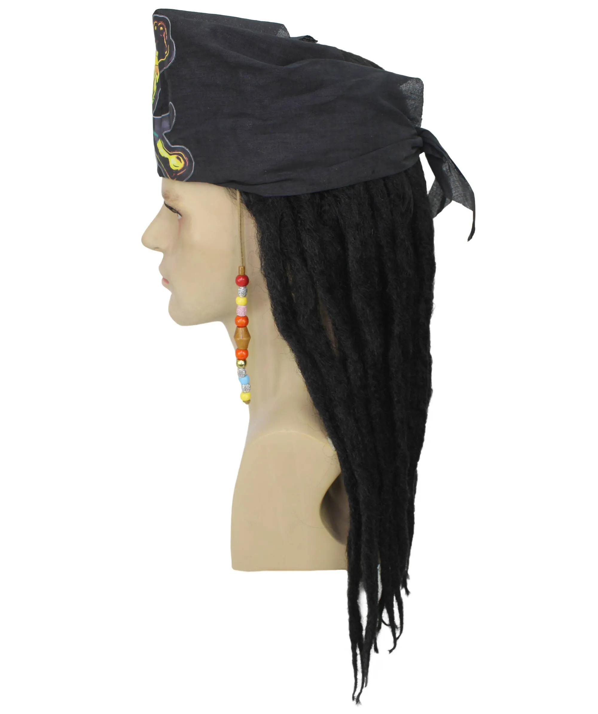 Adult Men's Pirate Black Dreadlocks Wig | Halloween and Cosplay Wig | Flame-retardant Synthetic Fiber