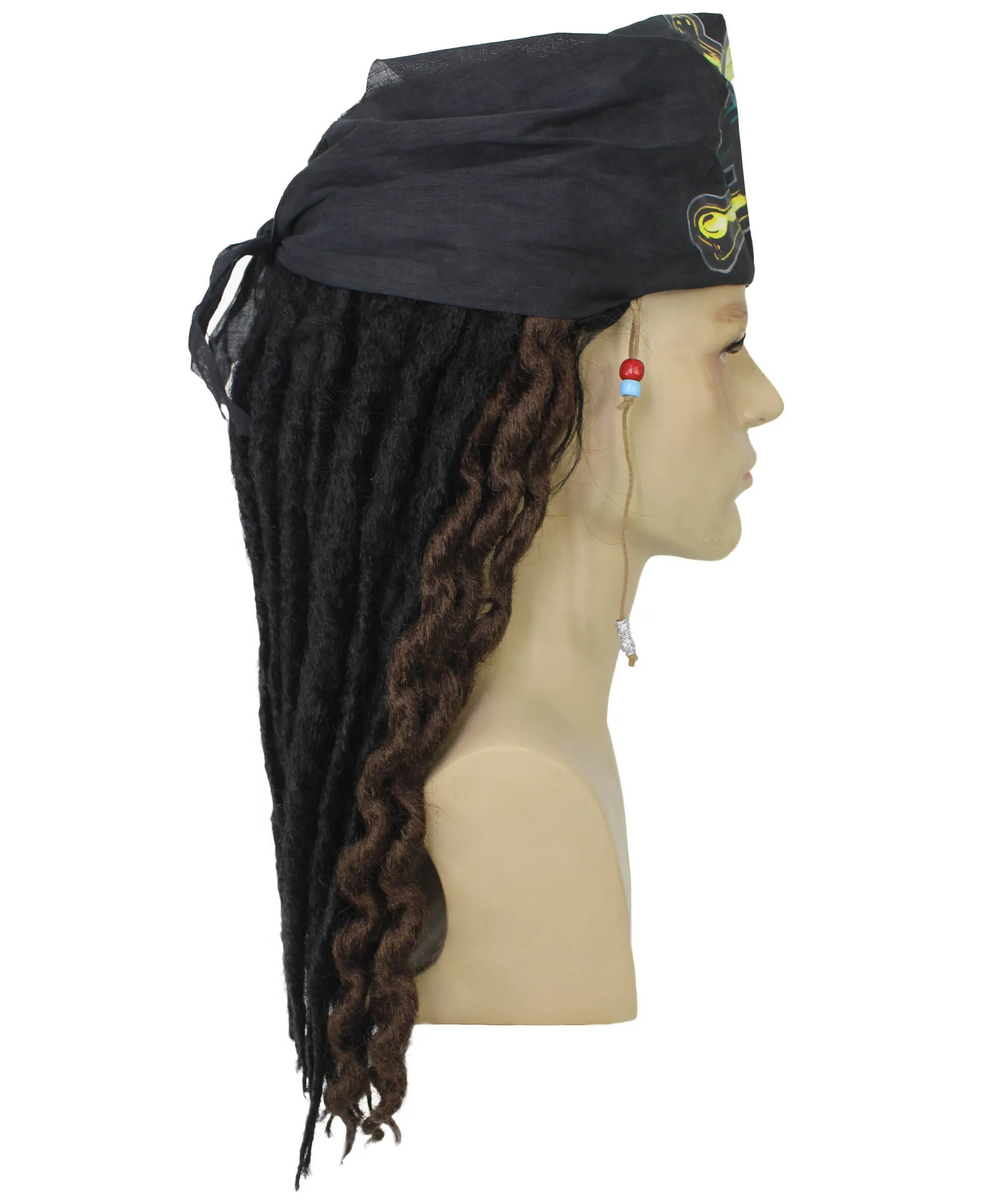 Adult Men's Pirate Black Dreadlocks Wig | Halloween and Cosplay Wig | Flame-retardant Synthetic Fiber