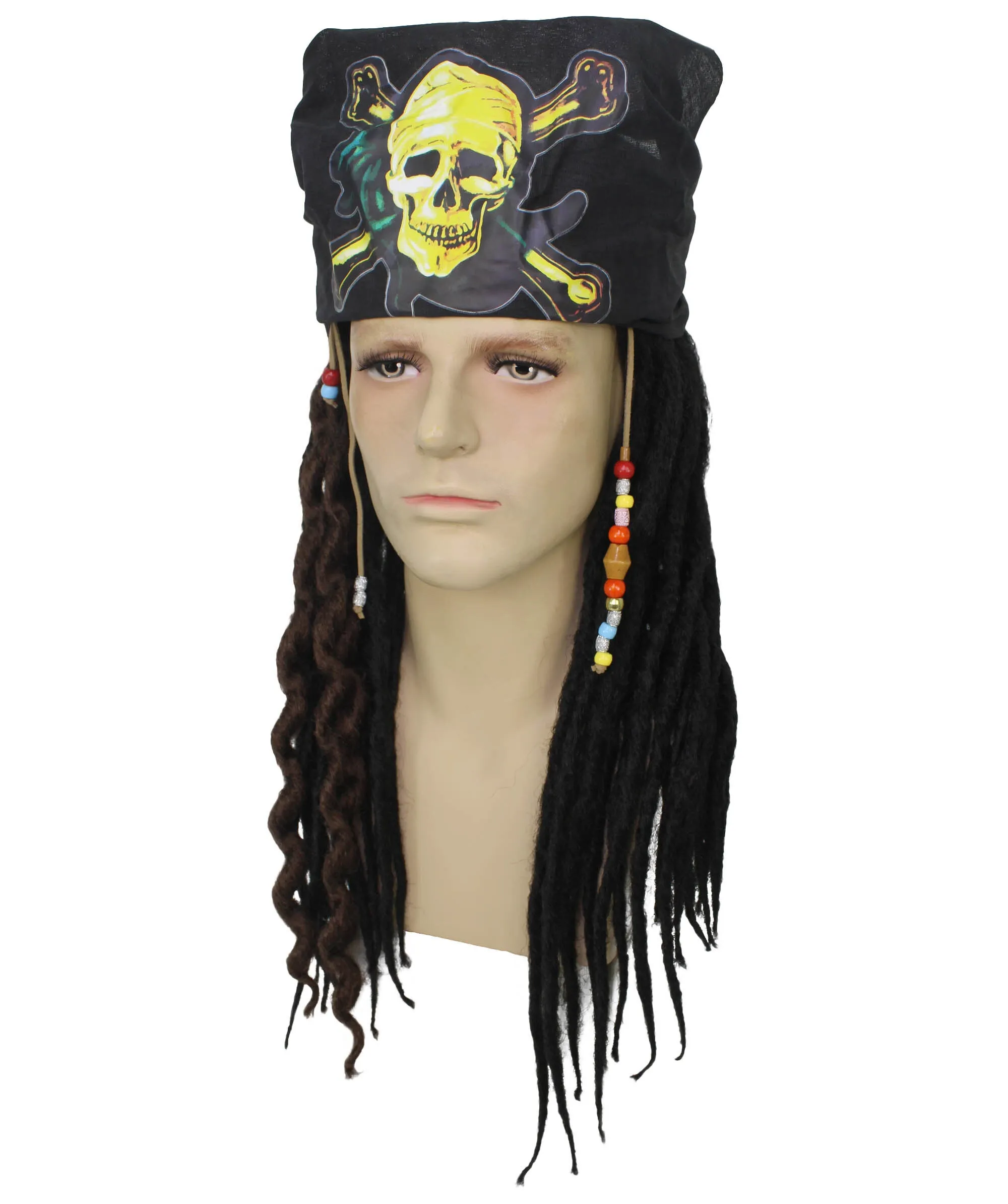 Adult Men's Pirate Black Dreadlocks Wig | Halloween and Cosplay Wig | Flame-retardant Synthetic Fiber