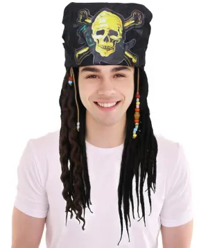 Adult Men's Pirate Black Dreadlocks Wig | Halloween and Cosplay Wig | Flame-retardant Synthetic Fiber