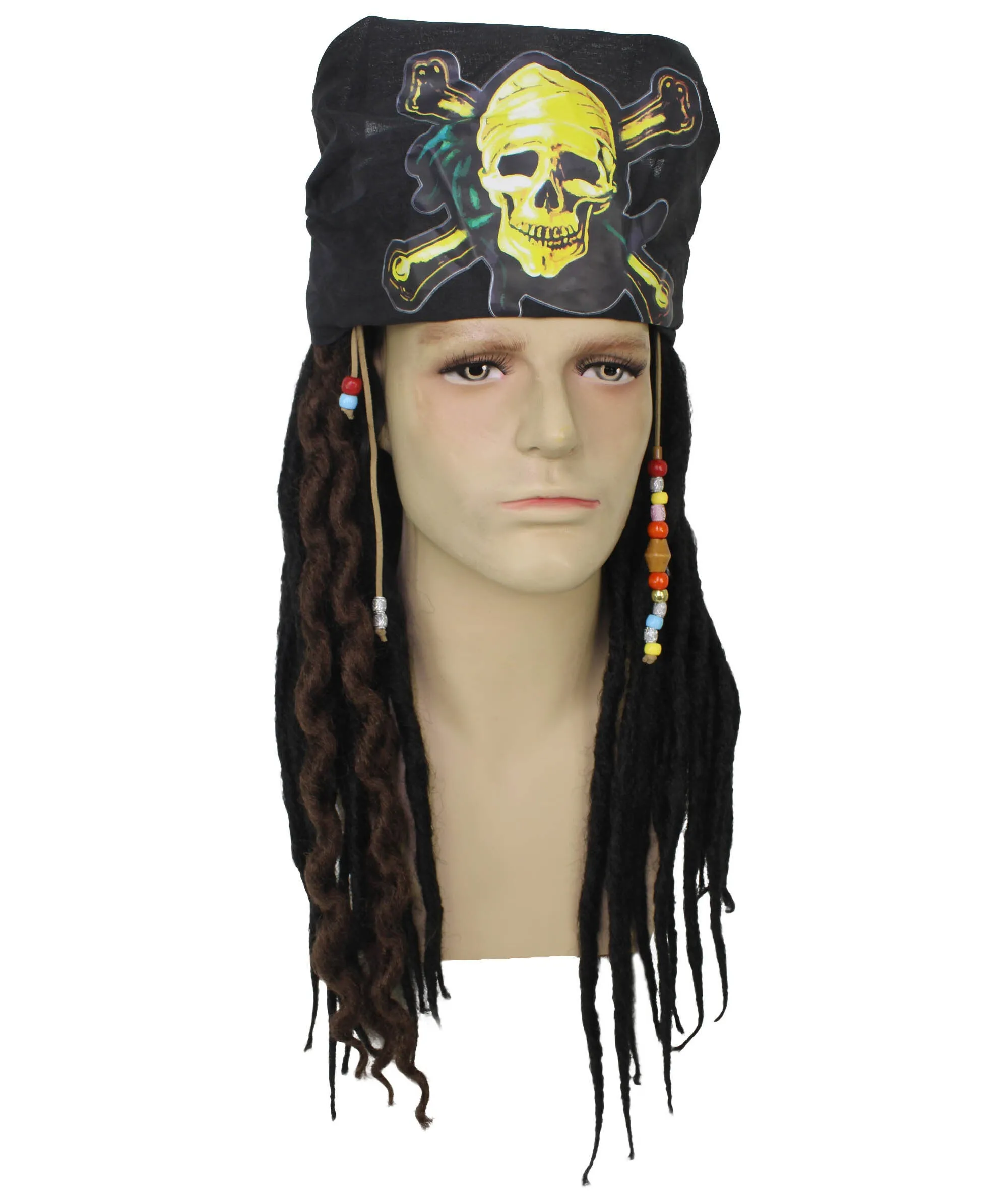 Adult Men's Pirate Black Dreadlocks Wig | Halloween and Cosplay Wig | Flame-retardant Synthetic Fiber