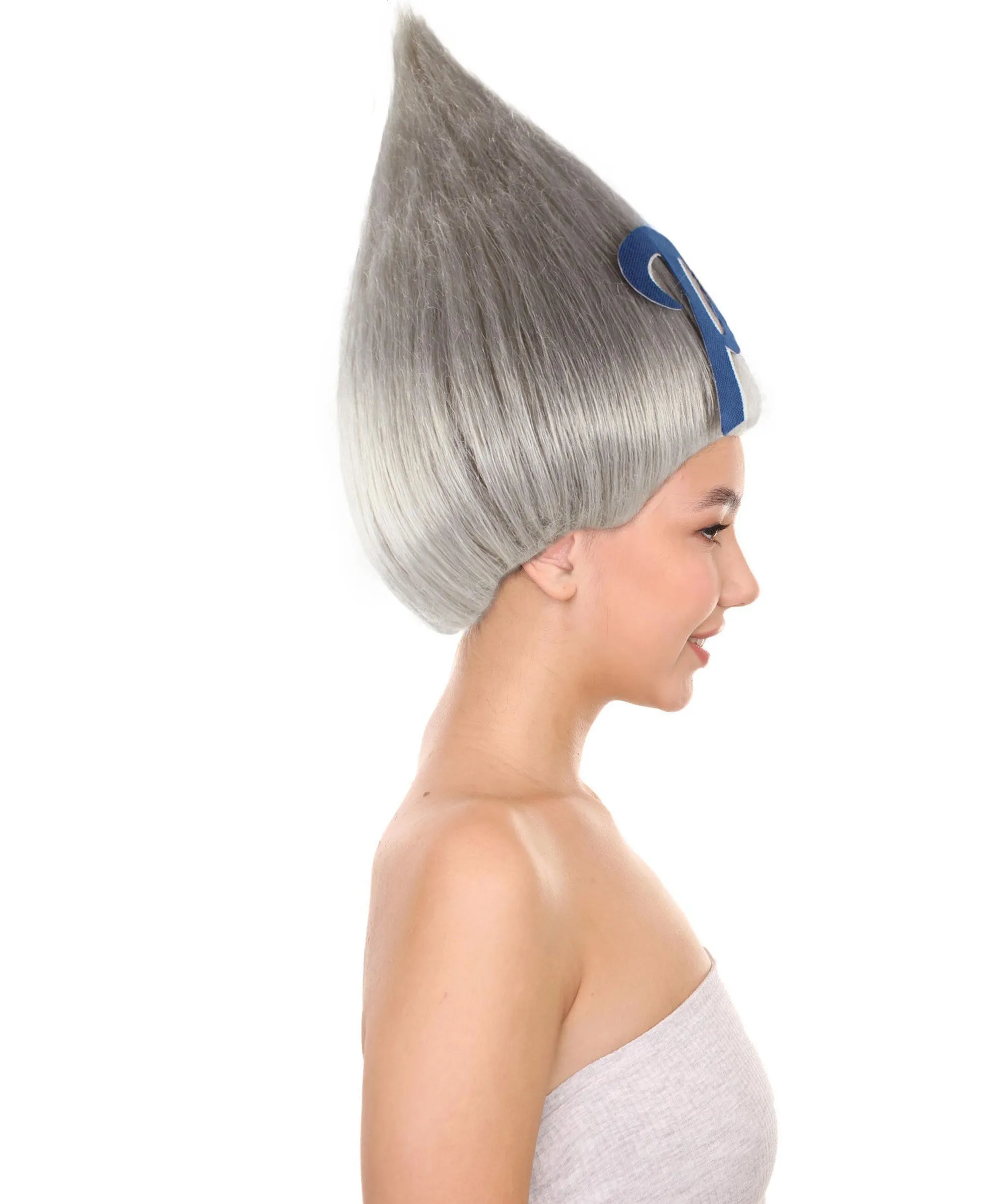 Adult Unisex Pointy Troll Grey Wig | Perfect for Halloween | Flame-retardant Synthetic Fiber