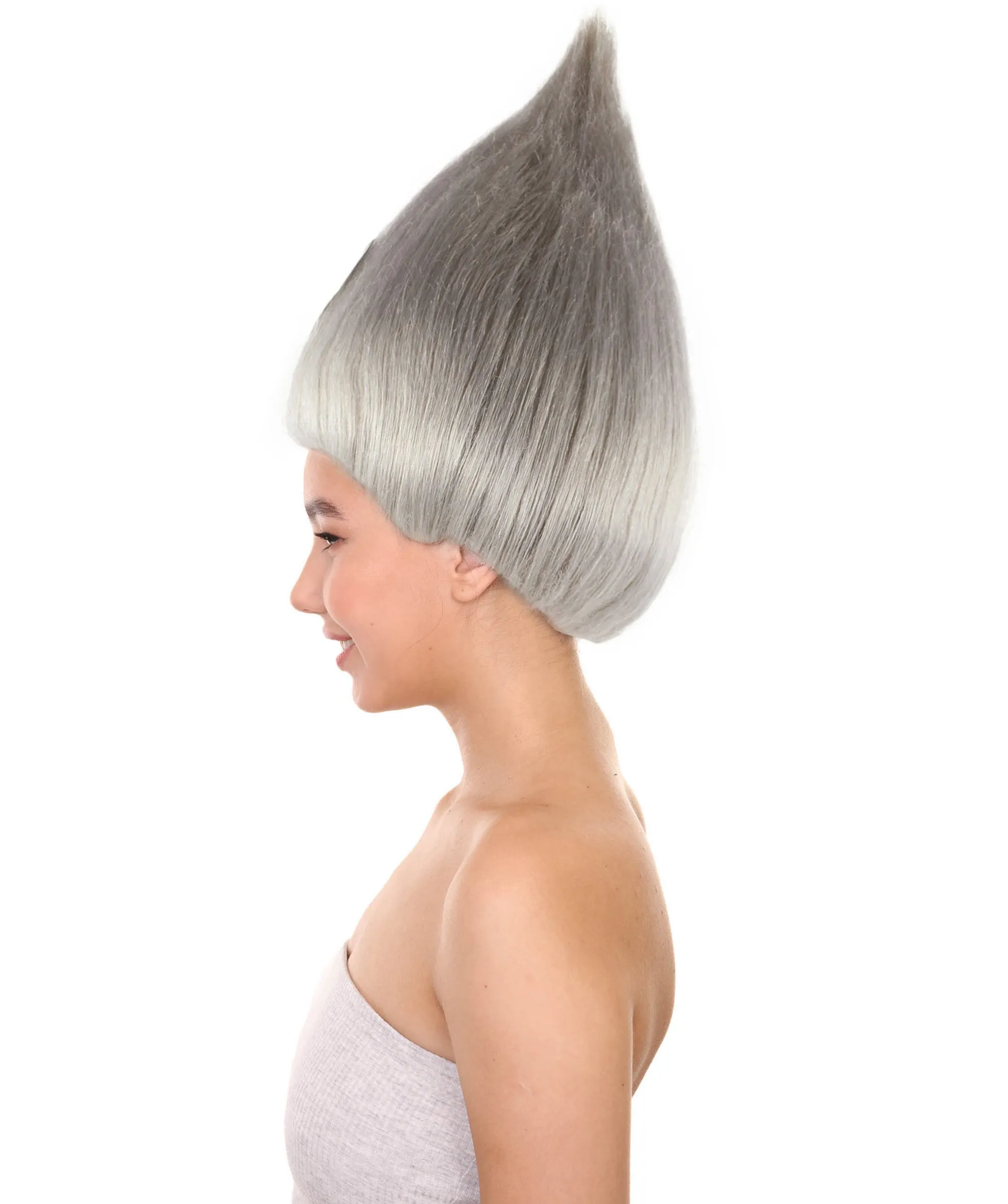 Adult Unisex Pointy Troll Grey Wig | Perfect for Halloween | Flame-retardant Synthetic Fiber