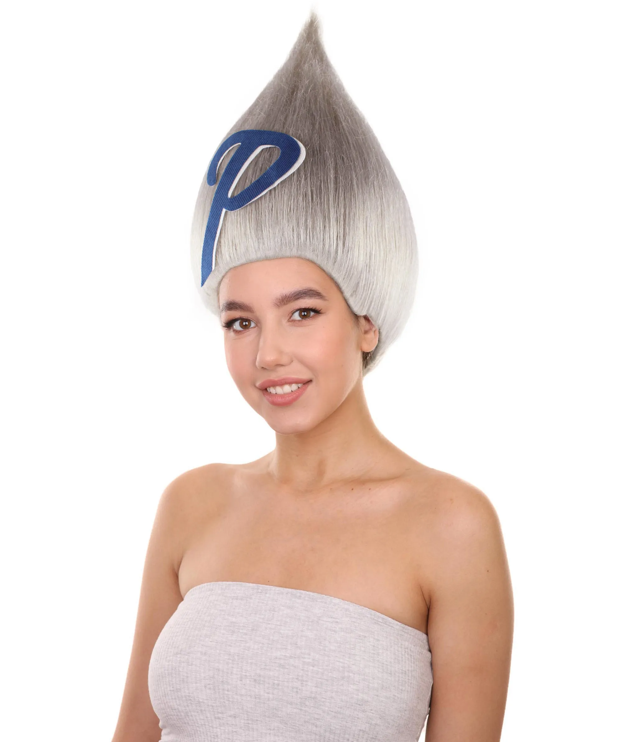 Adult Unisex Pointy Troll Grey Wig | Perfect for Halloween | Flame-retardant Synthetic Fiber