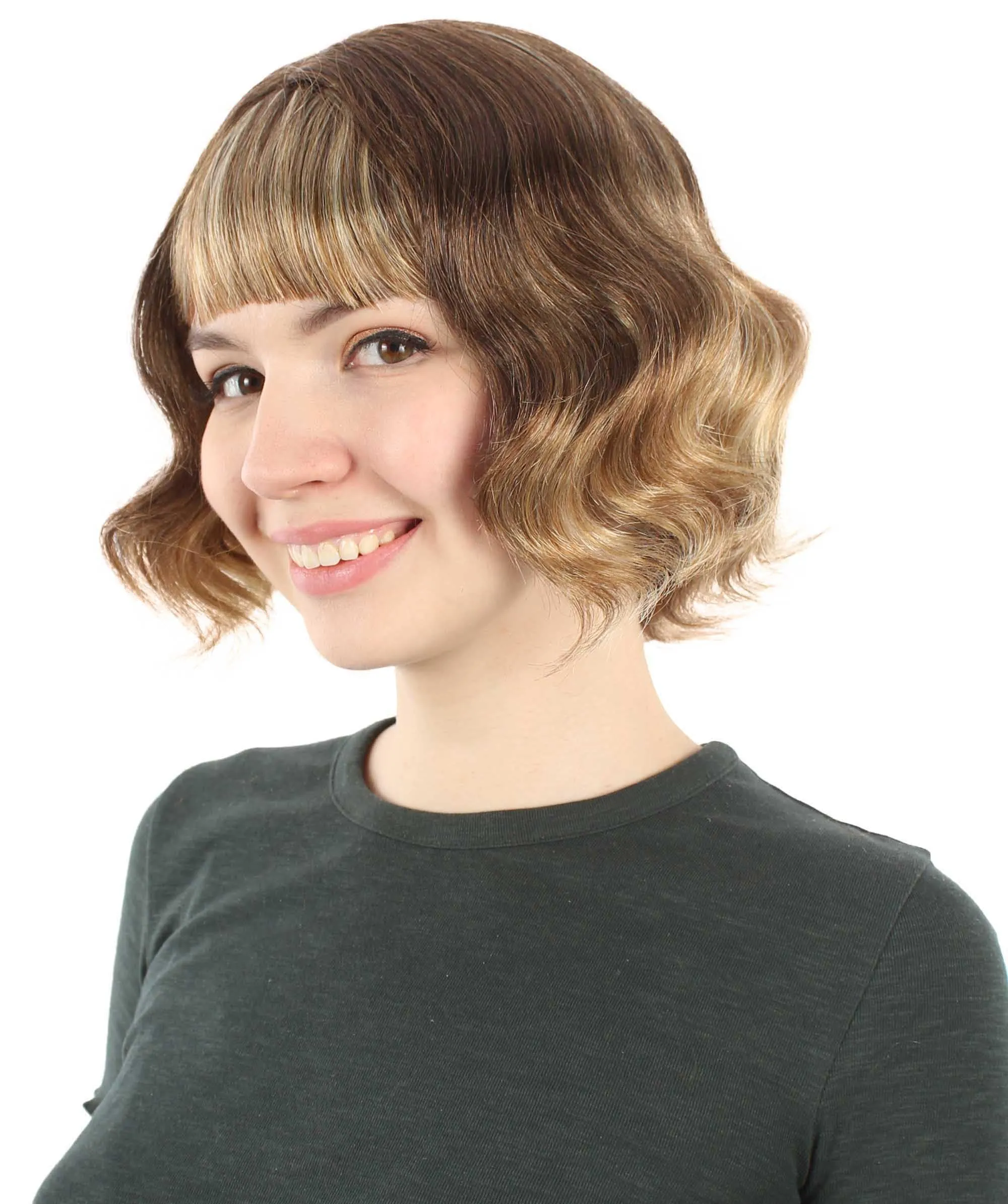 Adult Women's 11" Inch Medium Length Wavy Pop Icon Wig, Multiple Color Synthetic Fiber Hair | HPO