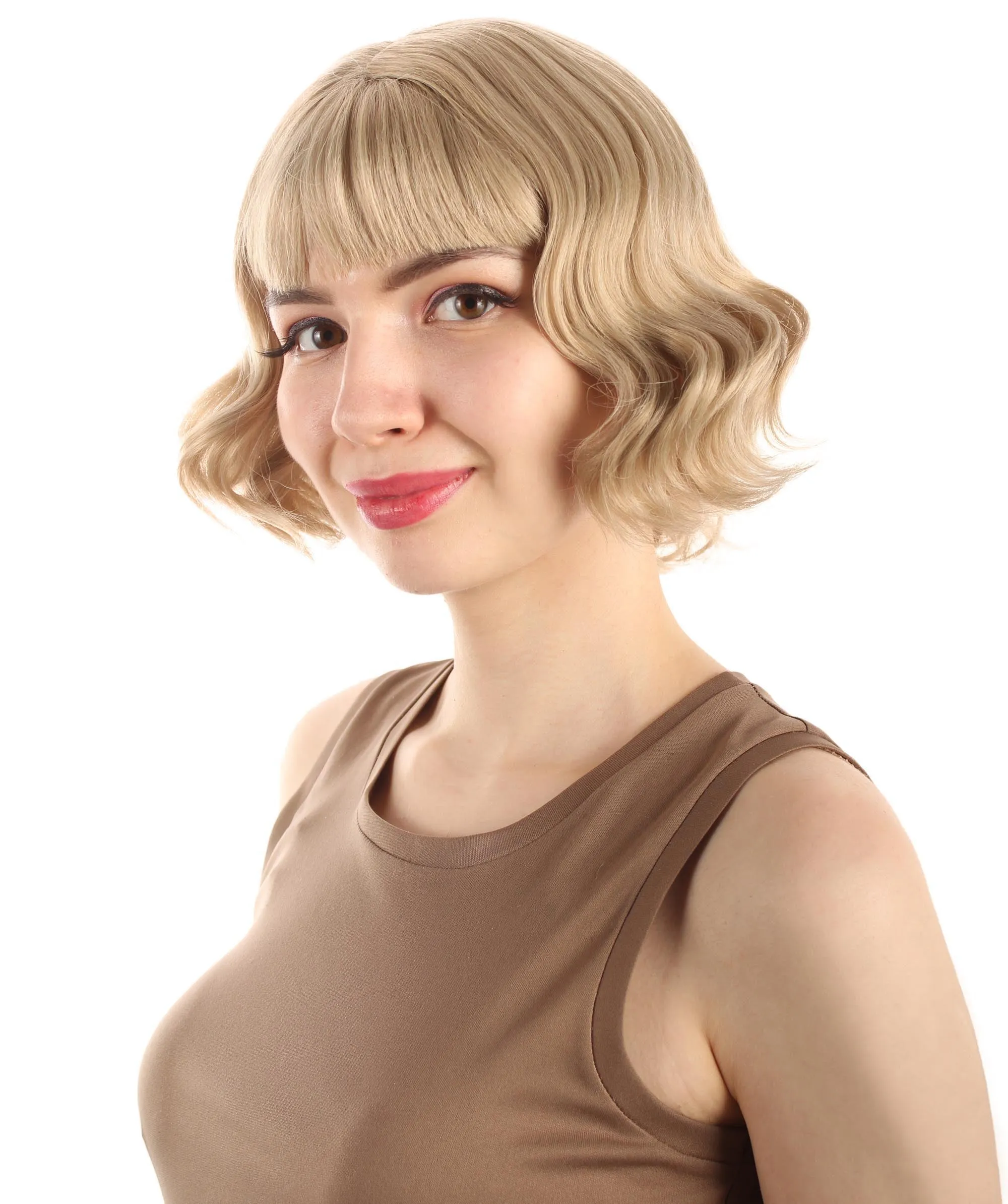 Adult Women's 11" Inch Medium Length Wavy Pop Icon Wig, Multiple Color Synthetic Fiber Hair | HPO