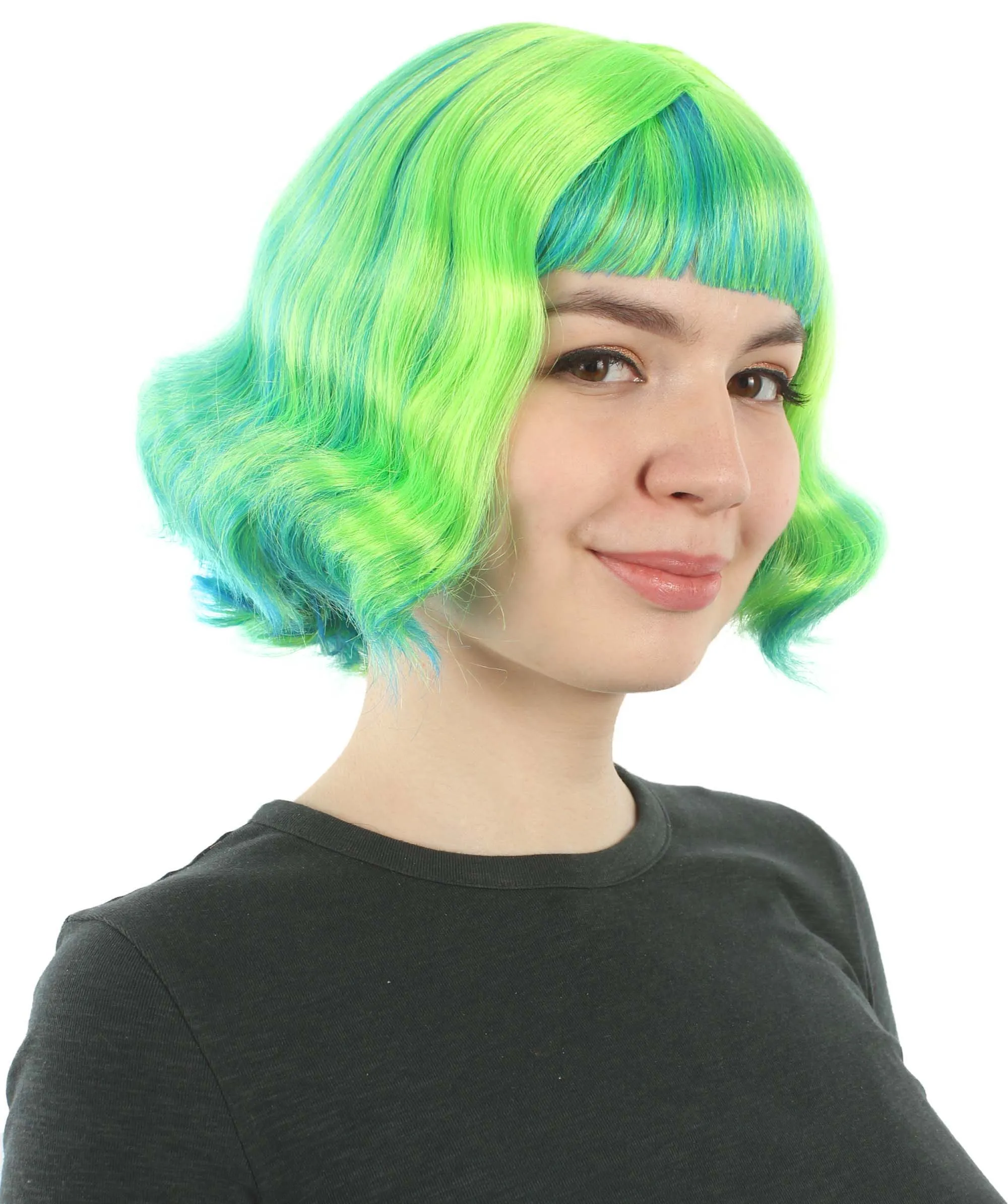 Adult Women's 11" Inch Medium Length Wavy Pop Icon Wig, Multiple Color Synthetic Fiber Hair | HPO