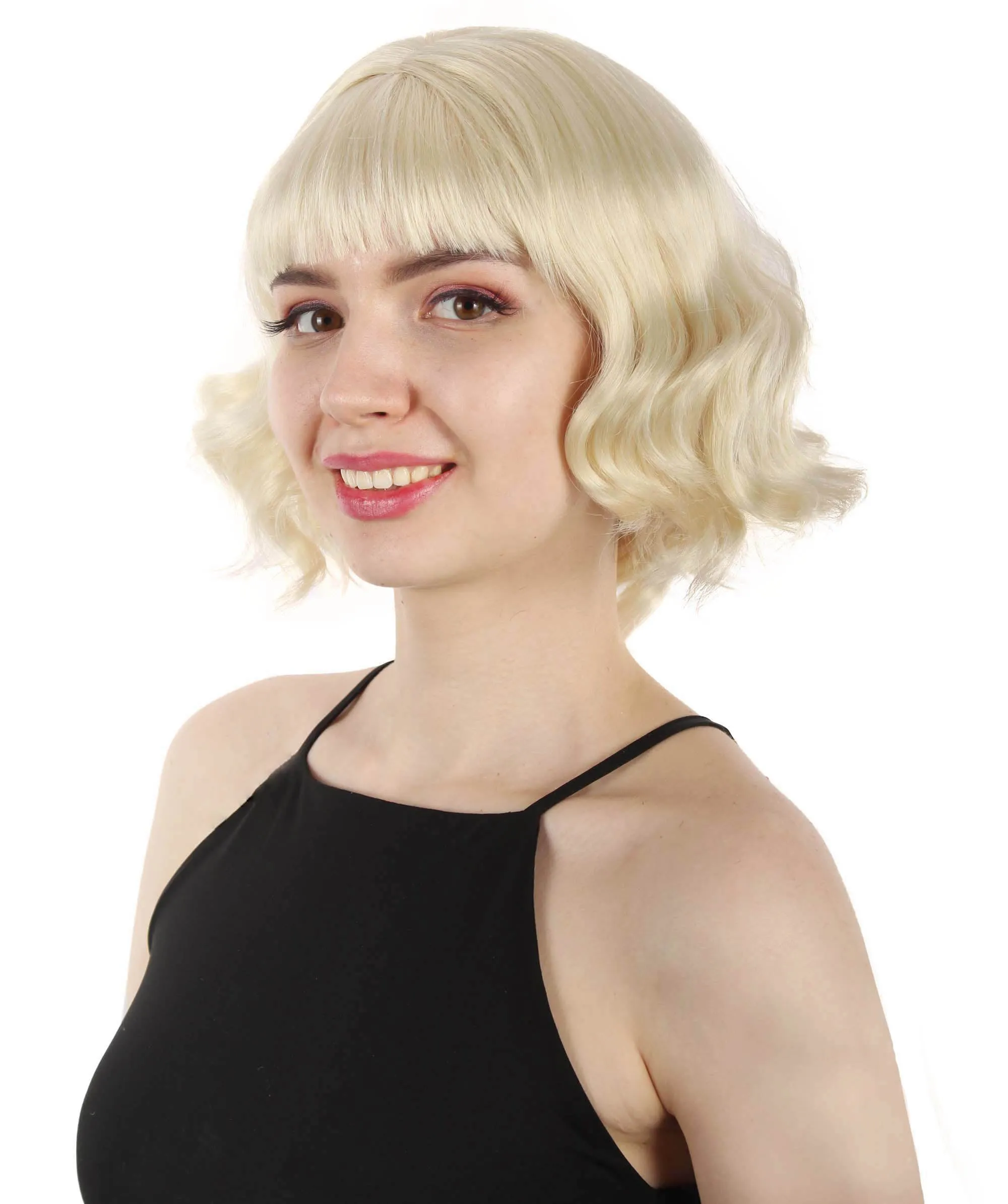 Adult Women's 11" Inch Medium Length Wavy Pop Icon Wig, Multiple Color Synthetic Fiber Hair | HPO