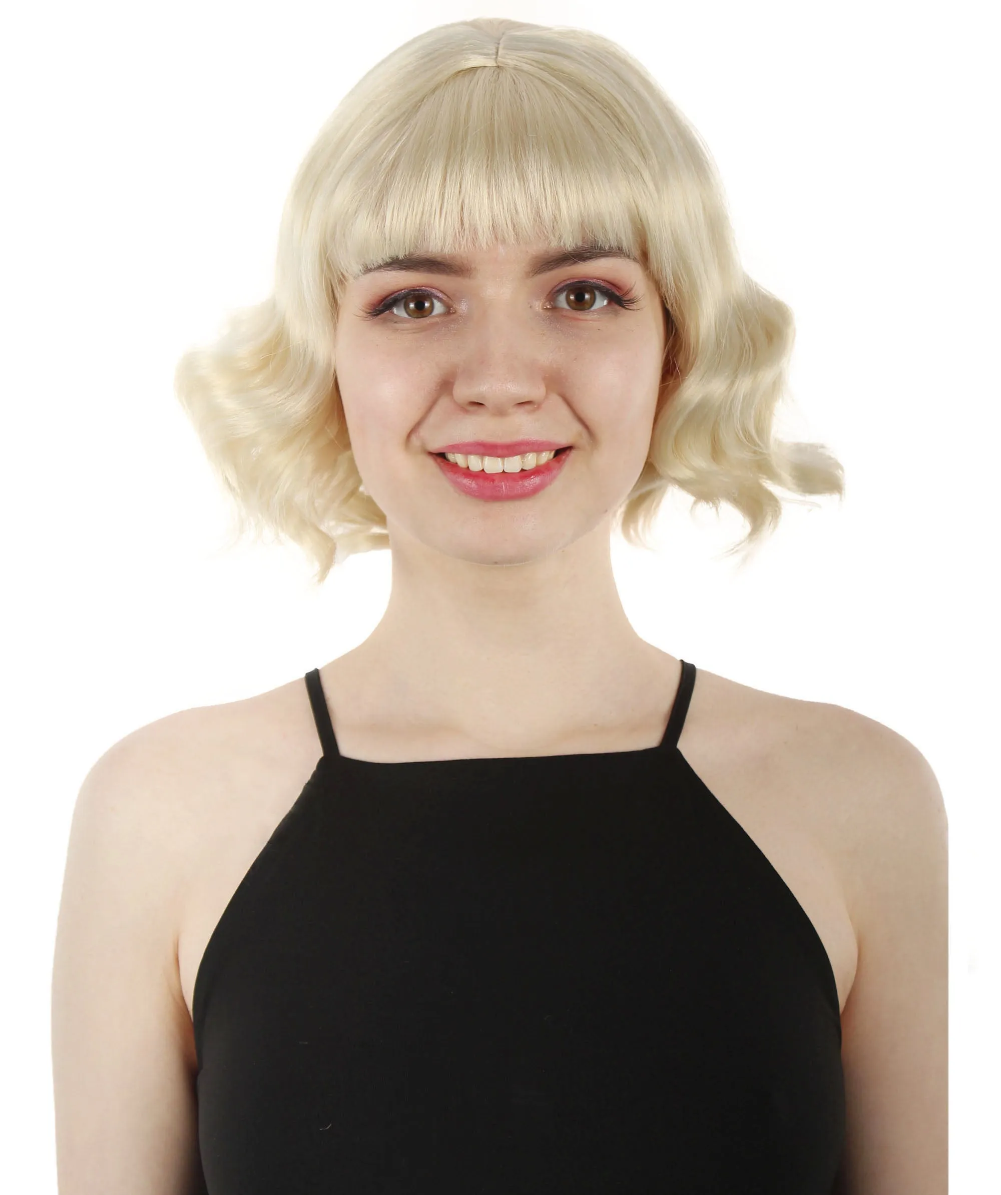 Adult Women's 11" Inch Medium Length Wavy Pop Icon Wig, Multiple Color Synthetic Fiber Hair | HPO