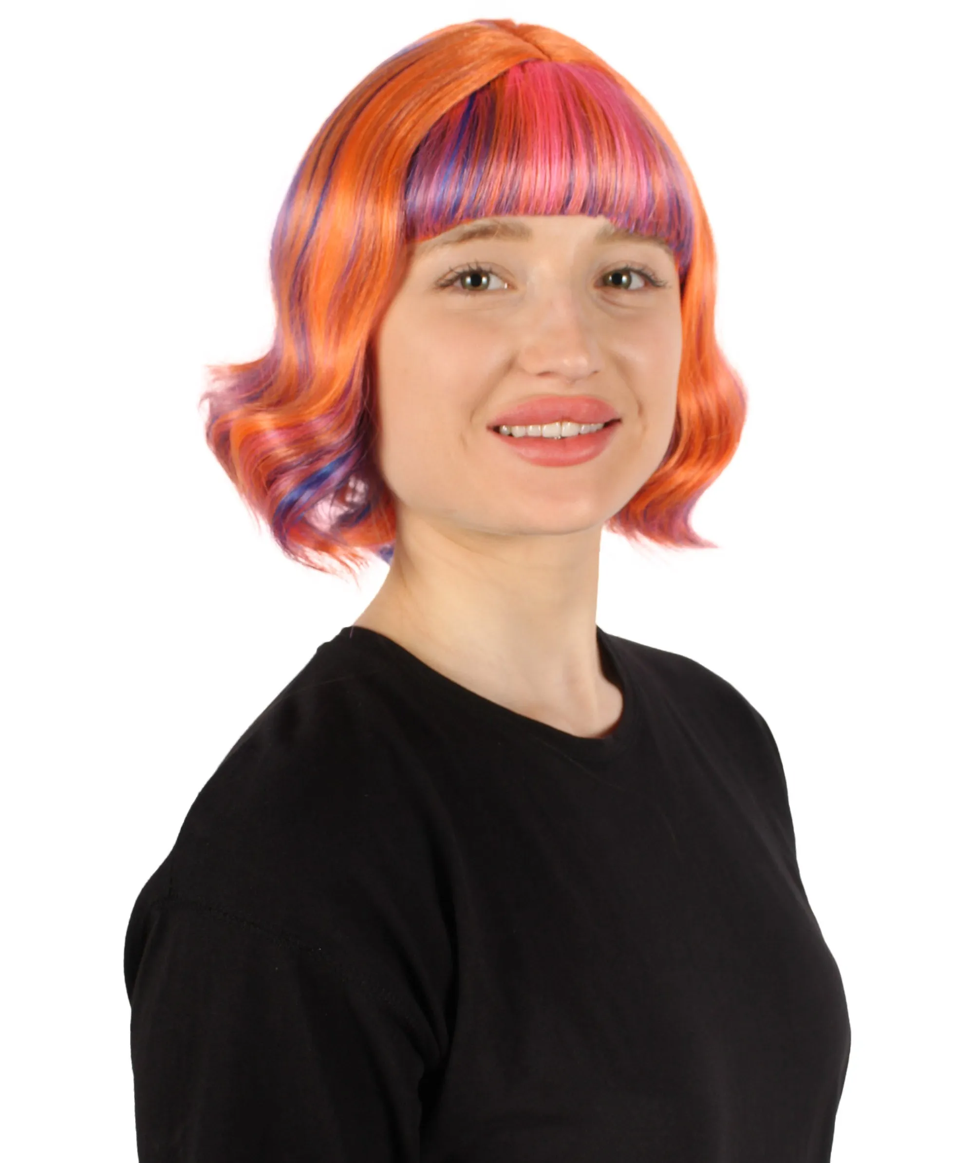 Adult Women's 11" Inch Medium Length Wavy Pop Icon Wig, Multiple Color Synthetic Fiber Hair | HPO