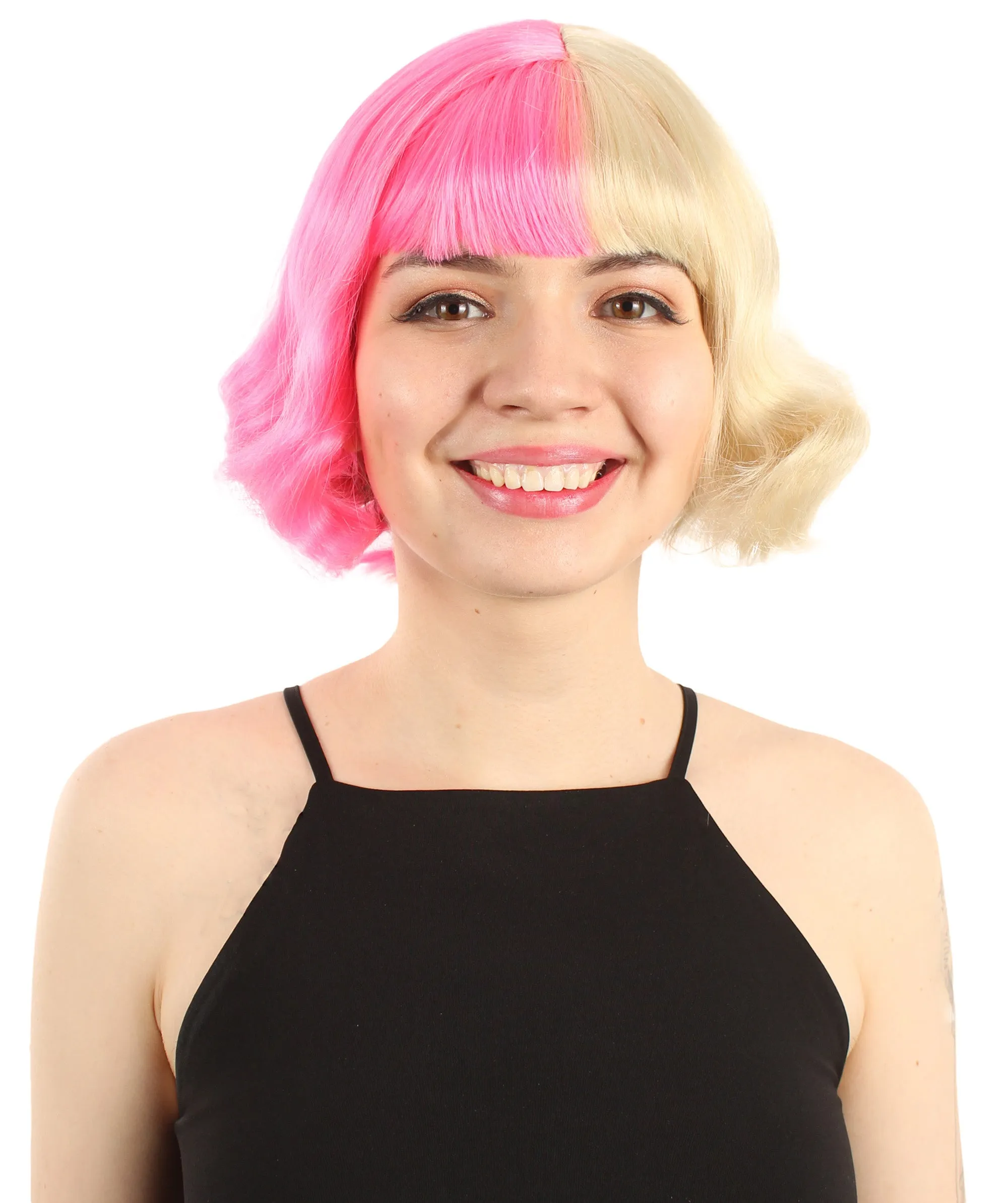 Adult Women's 11" Inch Medium Length Wavy Pop Icon Wig, Multiple Color Synthetic Fiber Hair | HPO