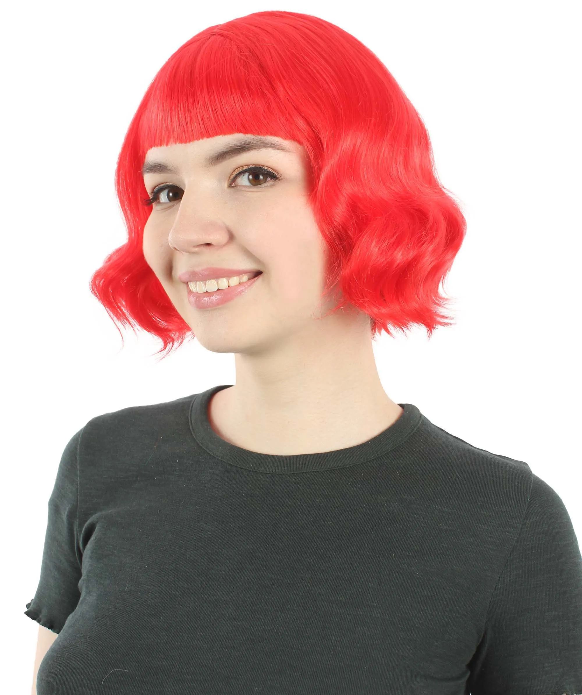 Adult Women's 11" Inch Medium Length Wavy Pop Icon Wig, Multiple Color Synthetic Fiber Hair | HPO