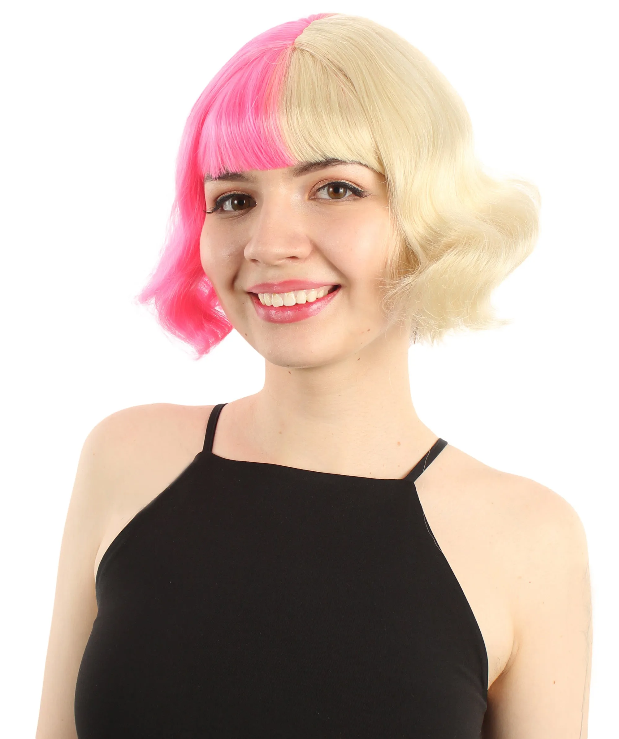 Adult Women's 11" Inch Medium Length Wavy Pop Icon Wig, Multiple Color Synthetic Fiber Hair | HPO