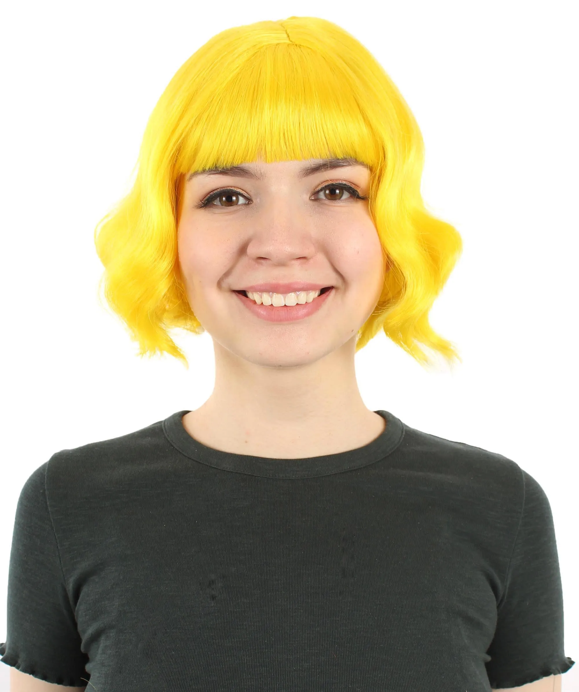 Adult Women's 11" Inch Medium Length Wavy Pop Icon Wig, Multiple Color Synthetic Fiber Hair | HPO