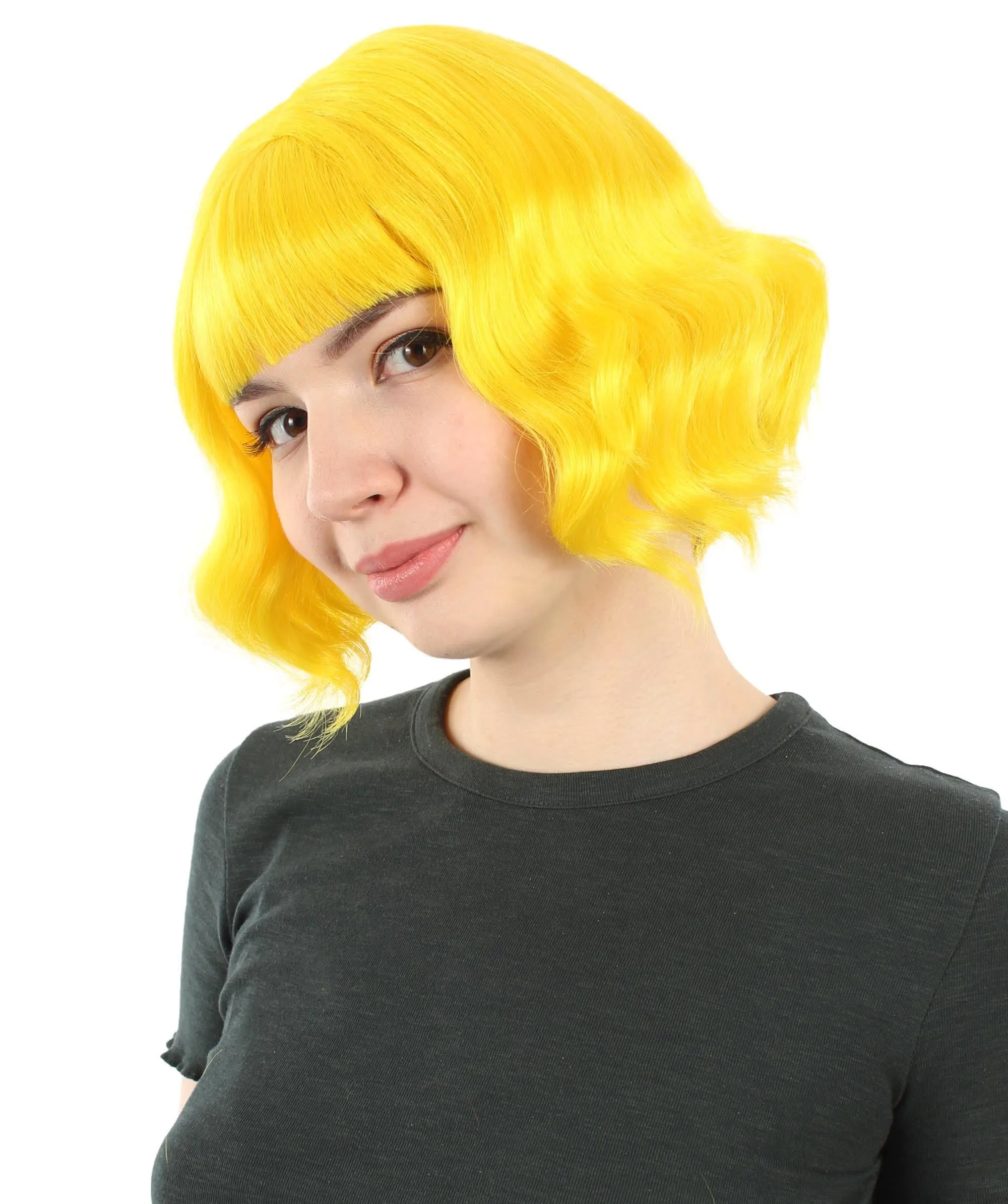 Adult Women's 11" Inch Medium Length Wavy Pop Icon Wig, Multiple Color Synthetic Fiber Hair | HPO