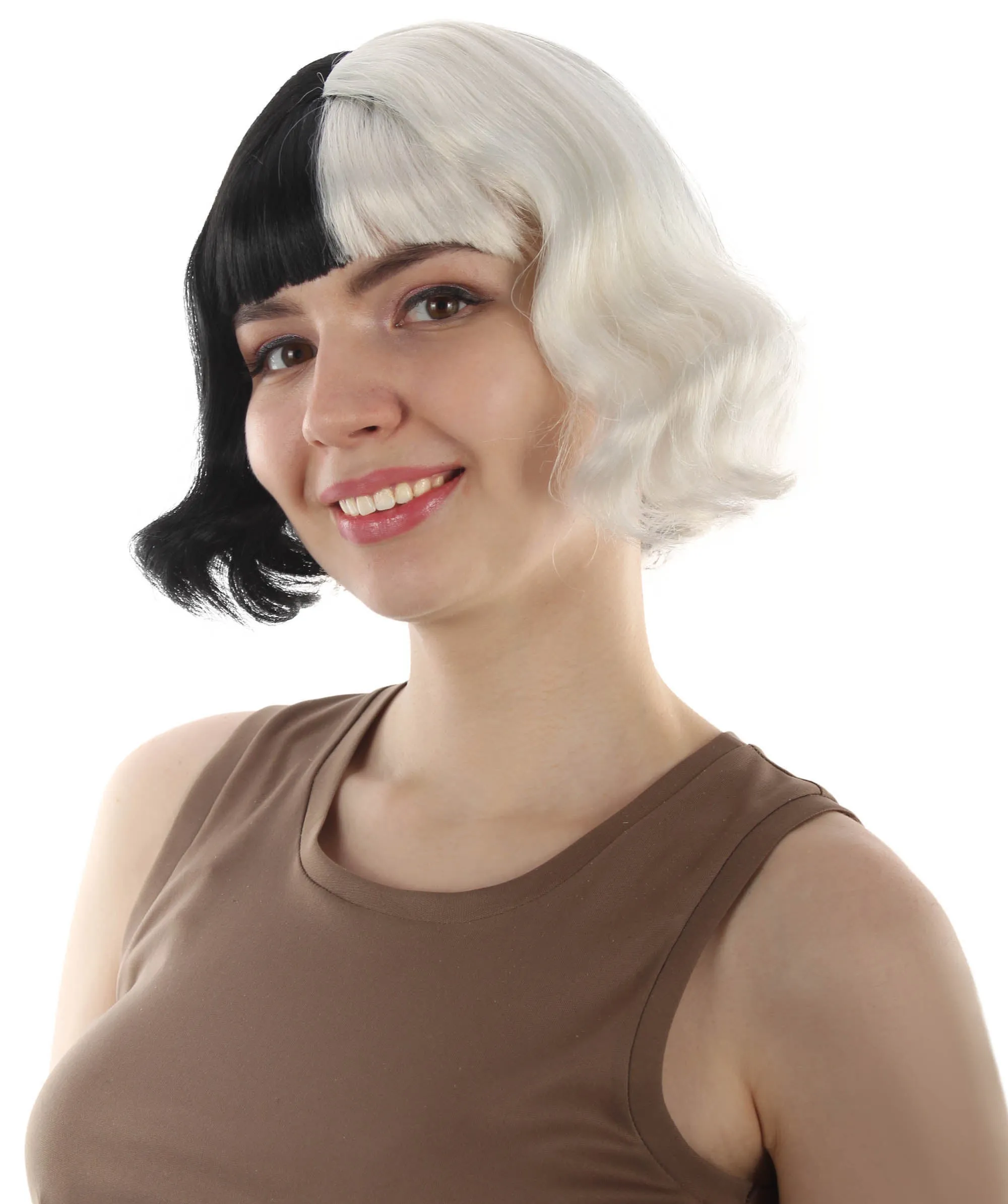 Adult Women's 11" Inch Medium Length Wavy Pop Icon Wig, Multiple Color Synthetic Fiber Hair | HPO