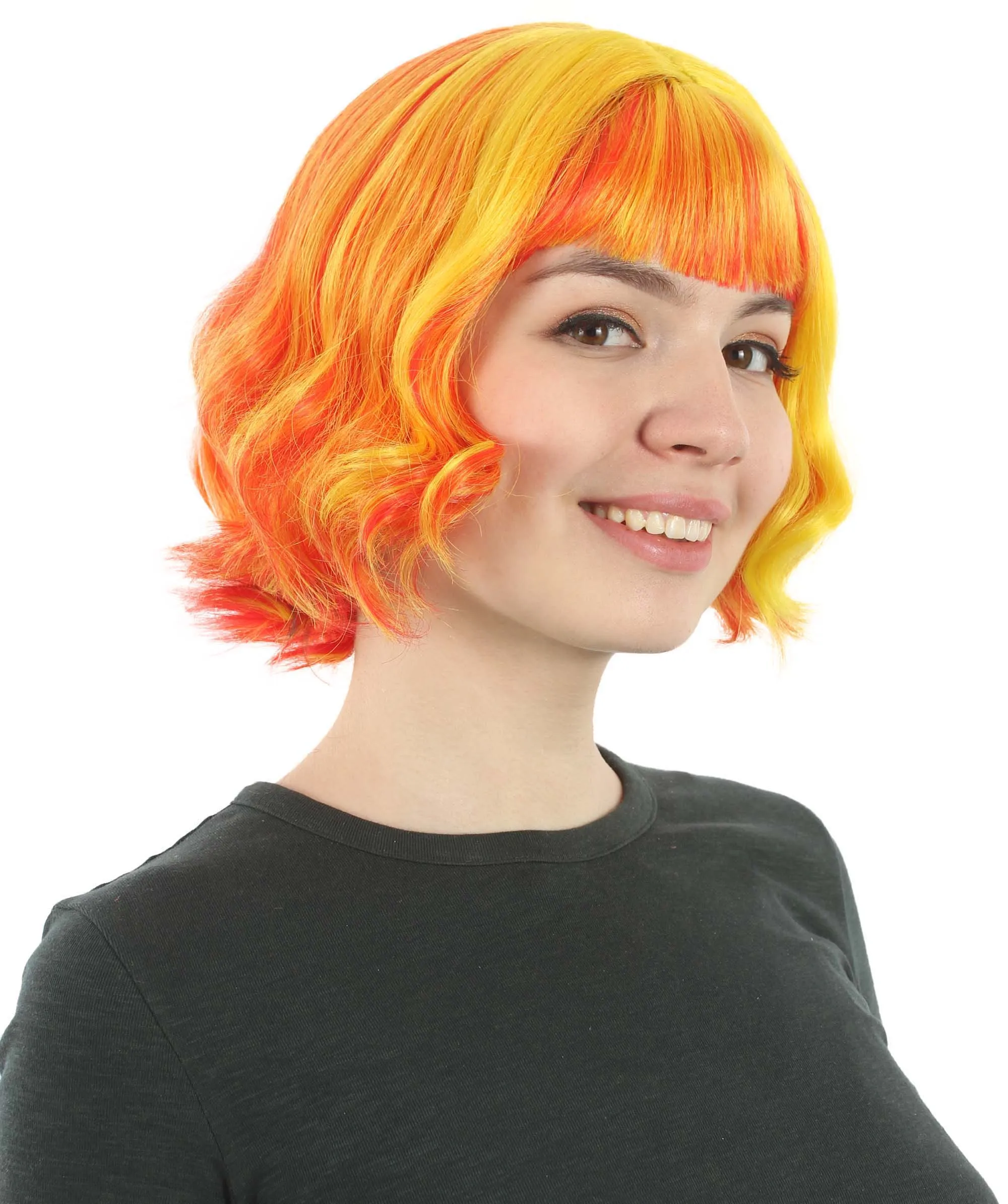 Adult Women's 11" Inch Medium Length Wavy Pop Icon Wig, Multiple Color Synthetic Fiber Hair | HPO