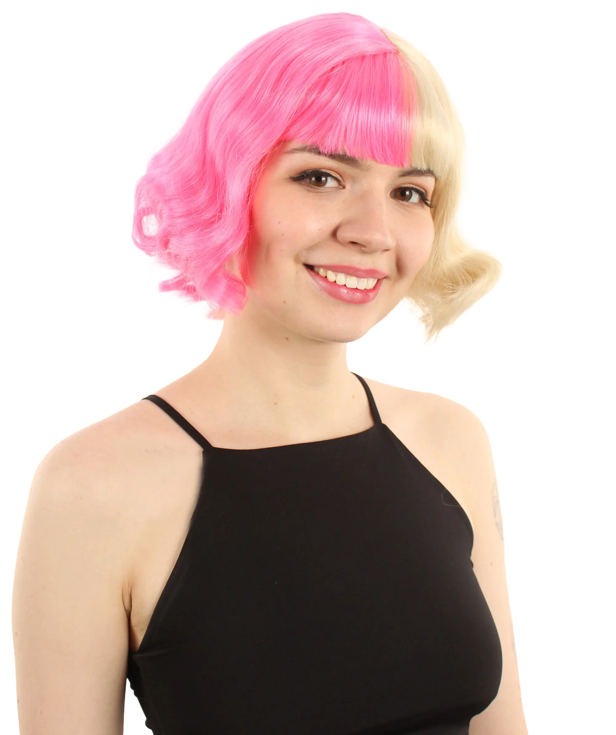 Adult Women's 11" Inch Medium Length Wavy Pop Icon Wig, Multiple Color Synthetic Fiber Hair | HPO