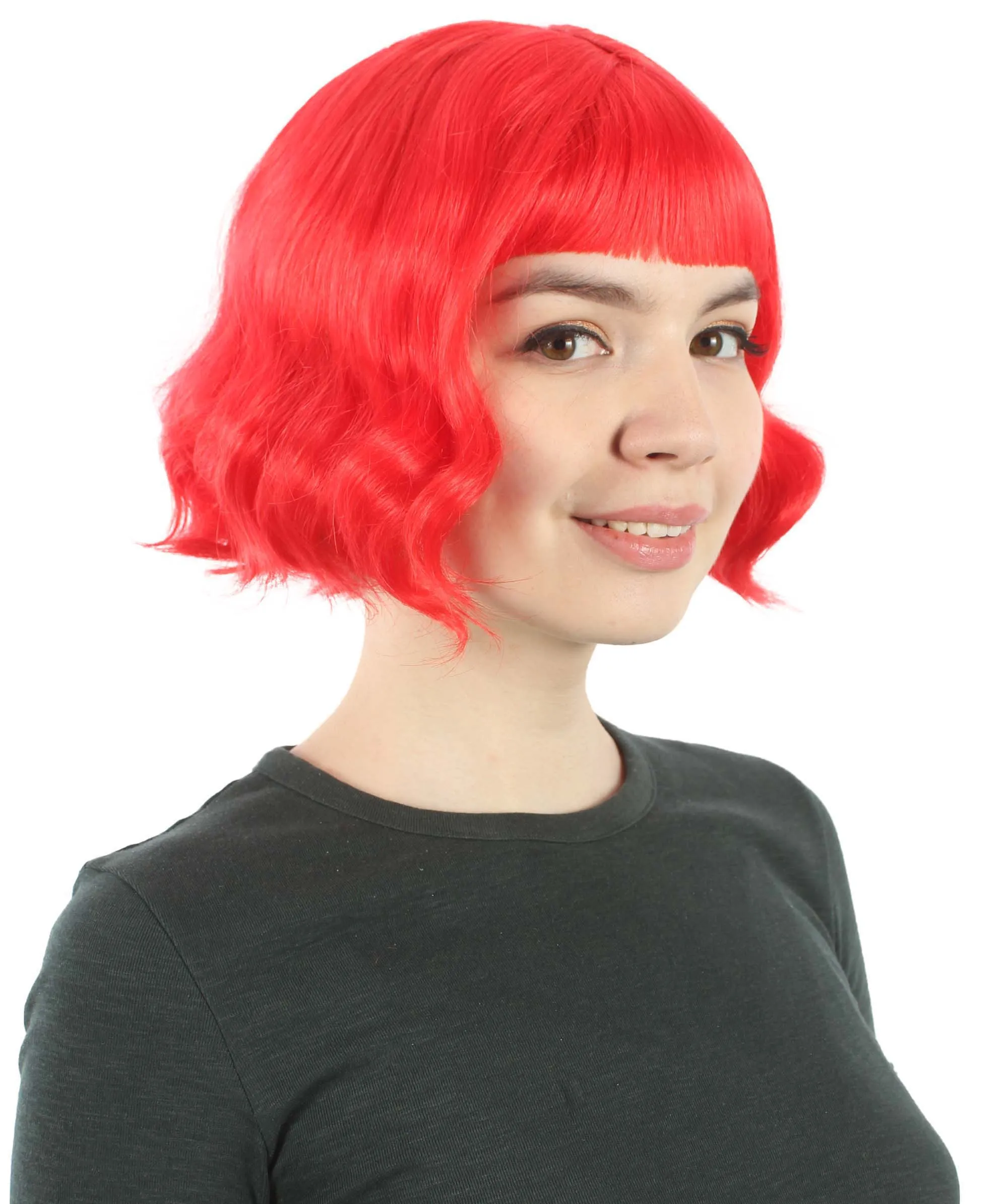 Adult Women's 11" Inch Medium Length Wavy Pop Icon Wig, Multiple Color Synthetic Fiber Hair | HPO