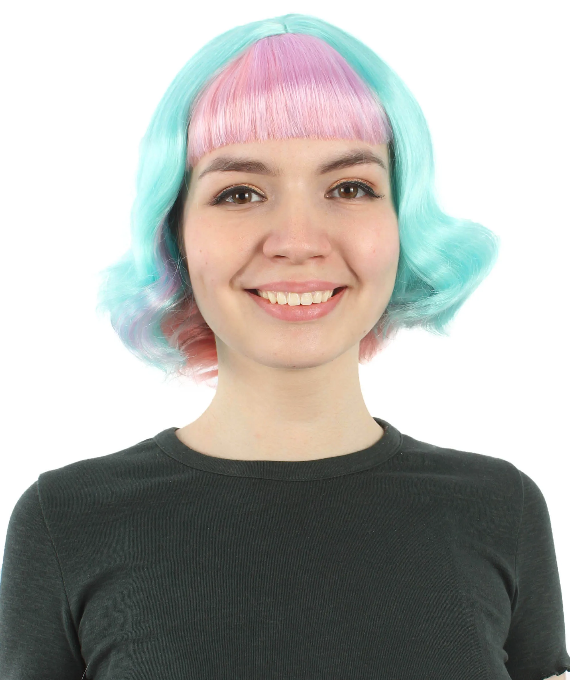 Adult Women's 11" Inch Medium Length Wavy Pop Icon Wig, Multiple Color Synthetic Fiber Hair | HPO